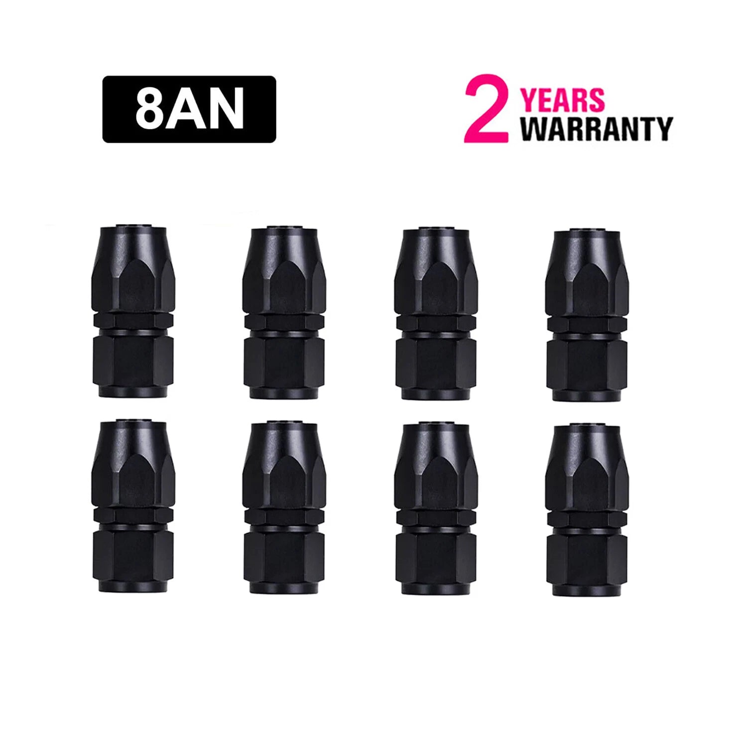 8Pcs 8AN Straight Swivel Hose End Fitting for CPE Oil Fuel Line (Aluminum, Black)