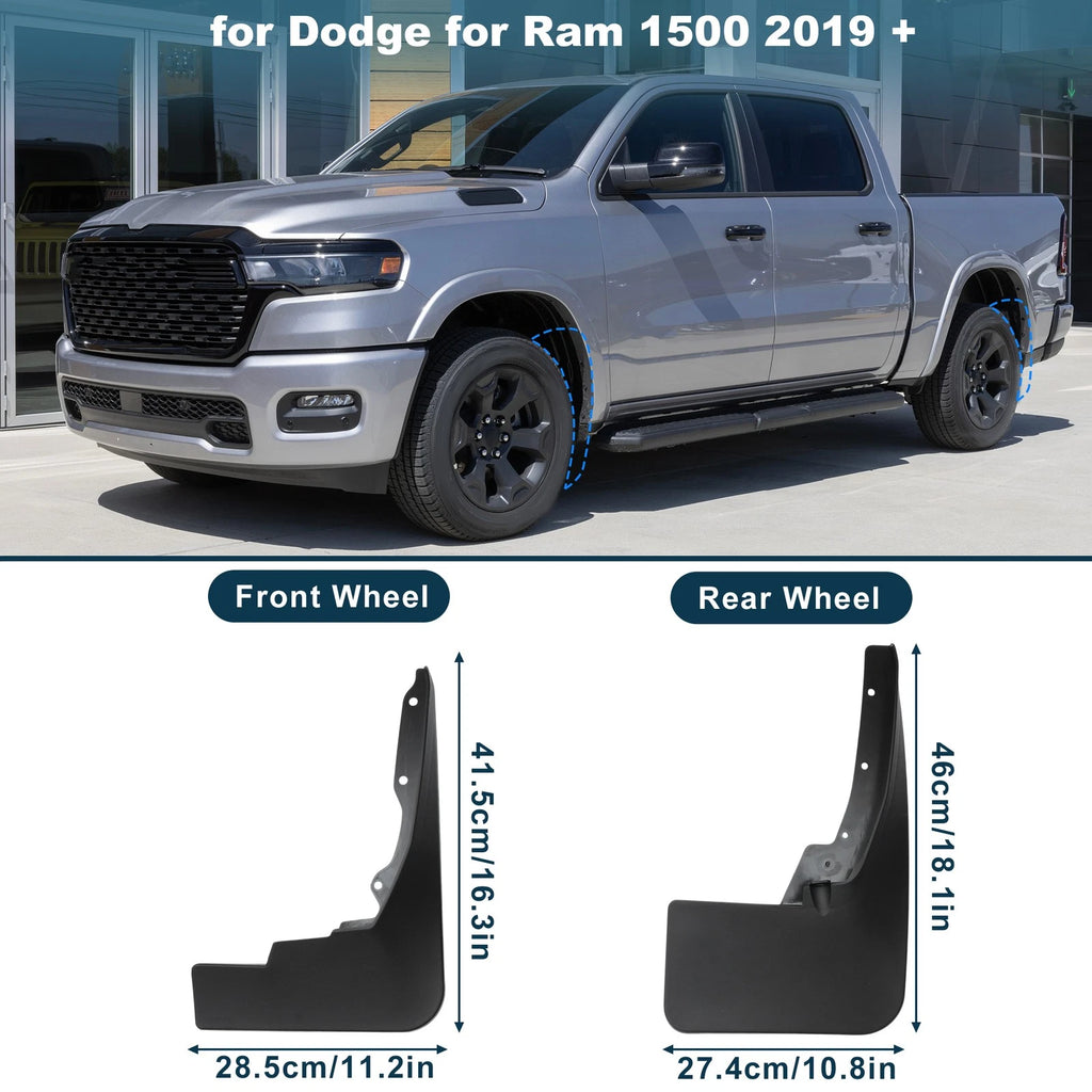 Mud Flaps Kit for Dodge Ram 1500 (2019–2024) No-Drill Splash Guards
