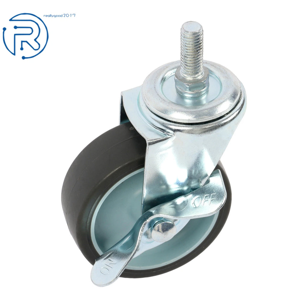 Set of 8 Heavy Duty 3 Inch Swivel Caster Wheels with Side Brake 3/8"-16×1"