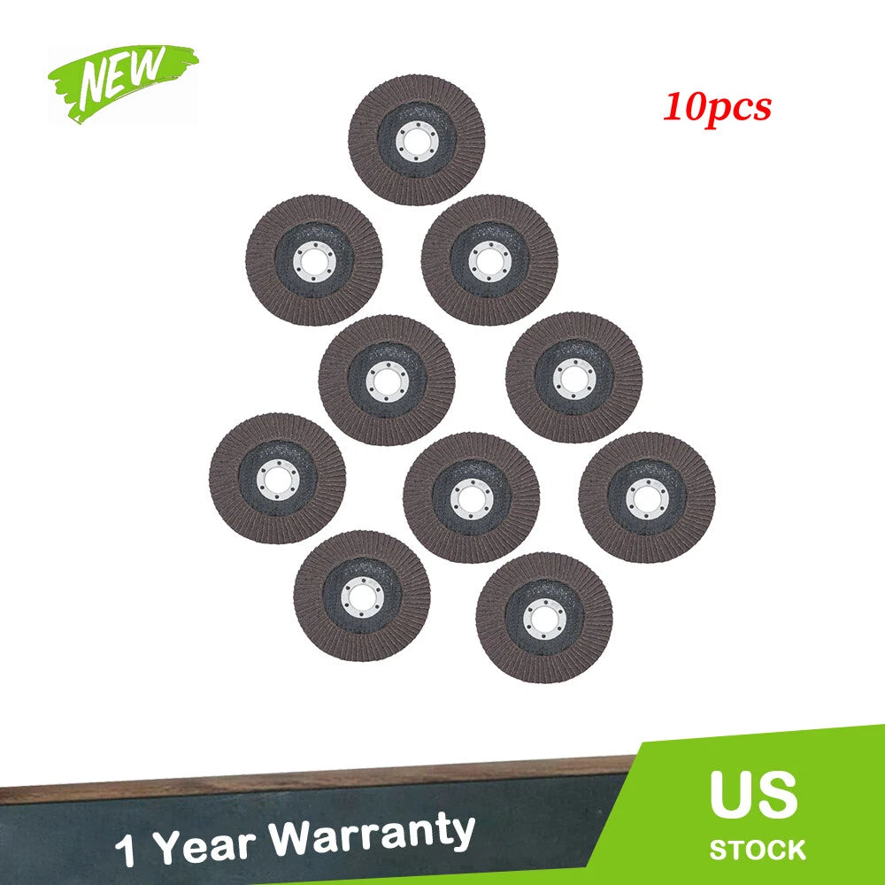 Set of 10 Flap Discs for Angle Grinder (4.5 x 7/8", 60 Grit)