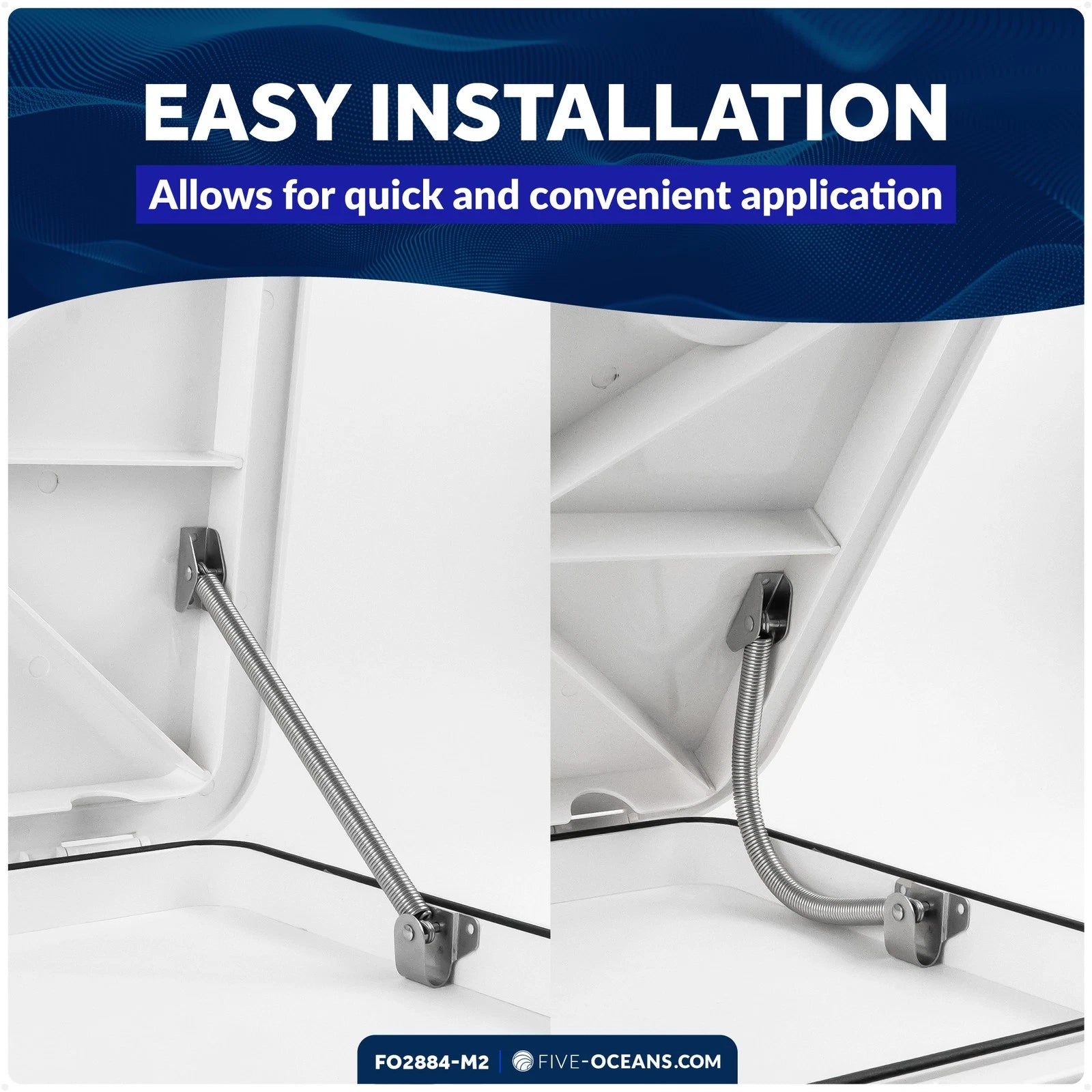 2X Hatch Lid Support Spring Holder for Five Oceans (8-Inch, 316 Stainless Steel)