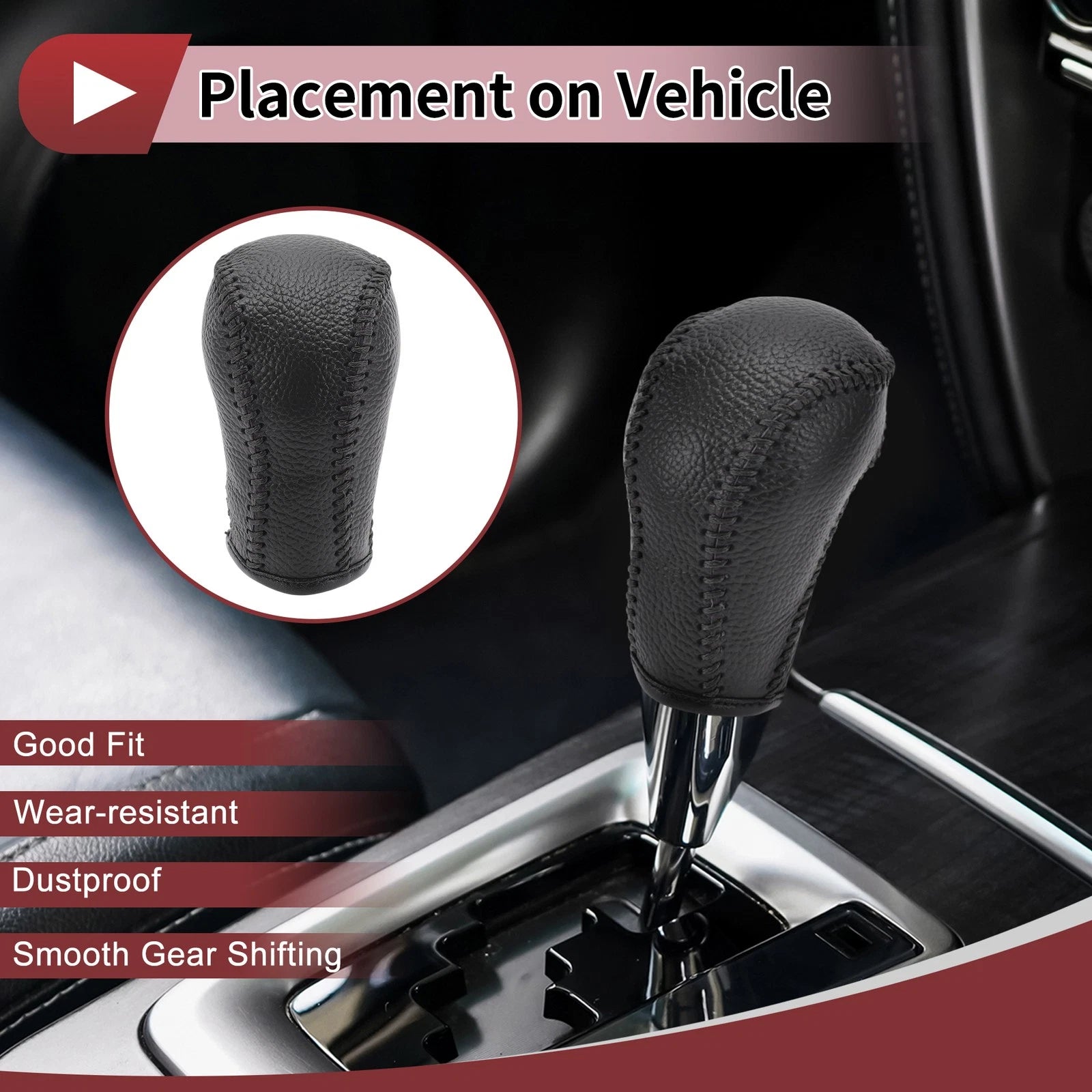 Gear Shift Knob Cover for Mazda CX-5 (2012–2023) Black Faux Leather