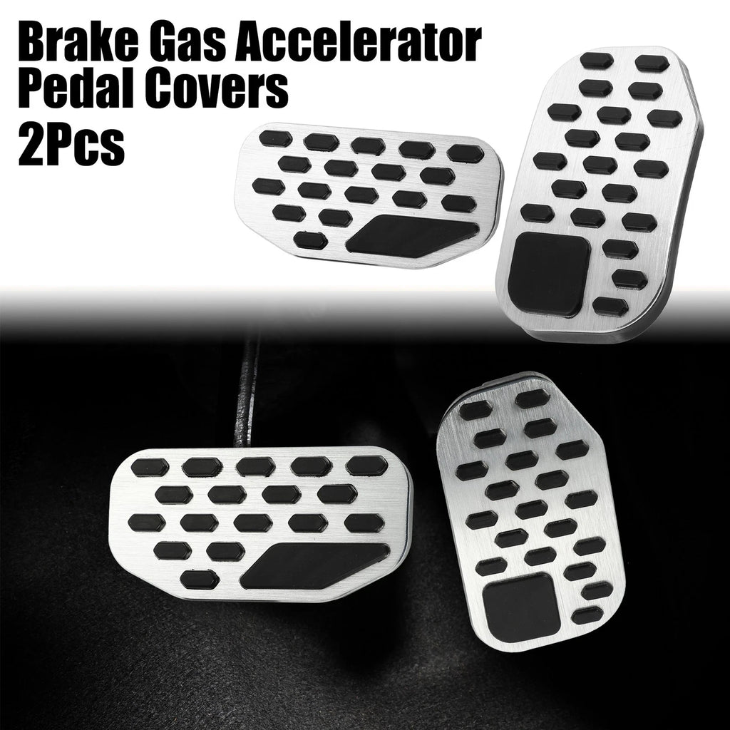 2X Brake Gas Accelerator Pedal Covers for Ford F150 (2022) - Silver Tone 718844648431