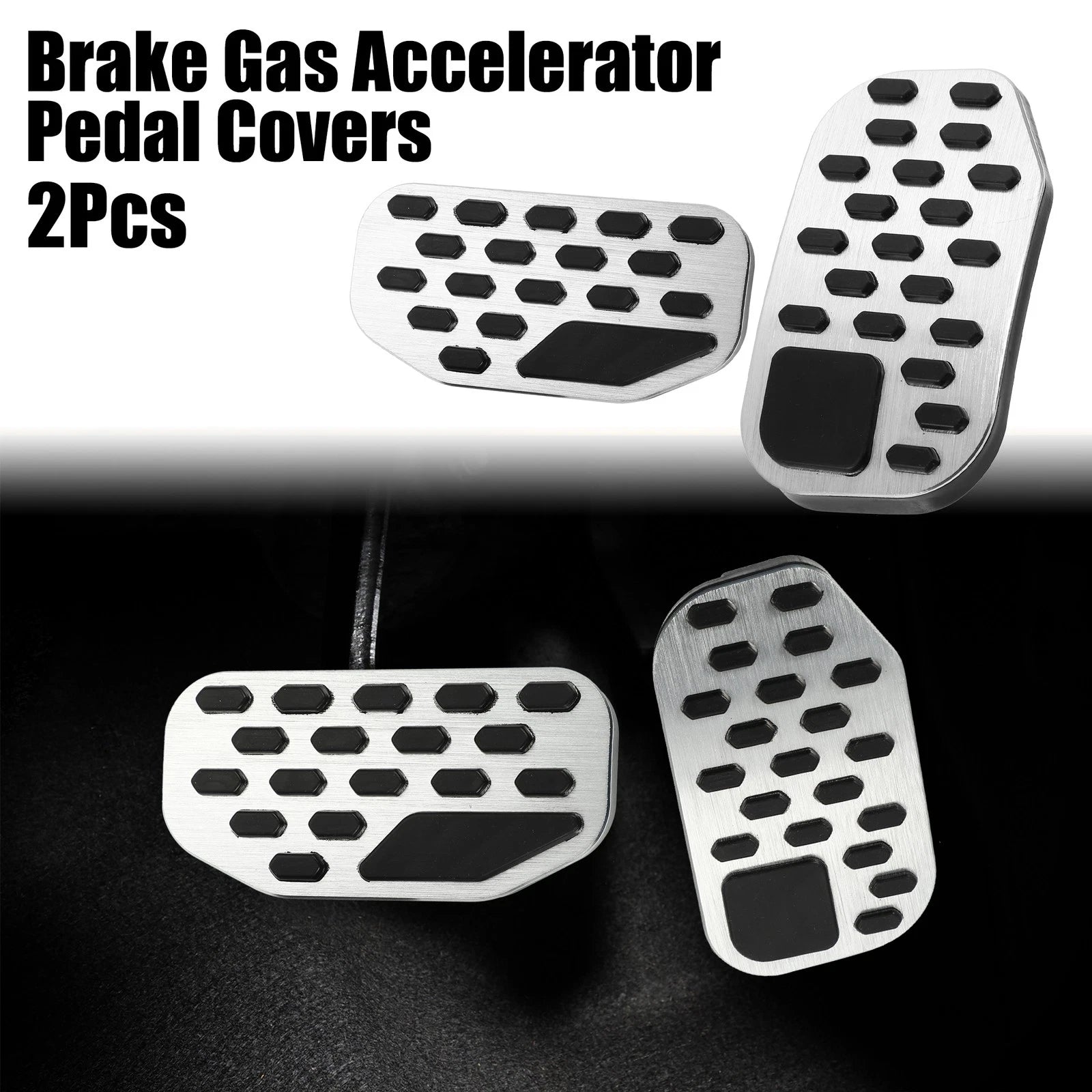 2X Brake Gas Accelerator Pedal Covers for Ford F150 (2022) - Silver Tone 718844648431