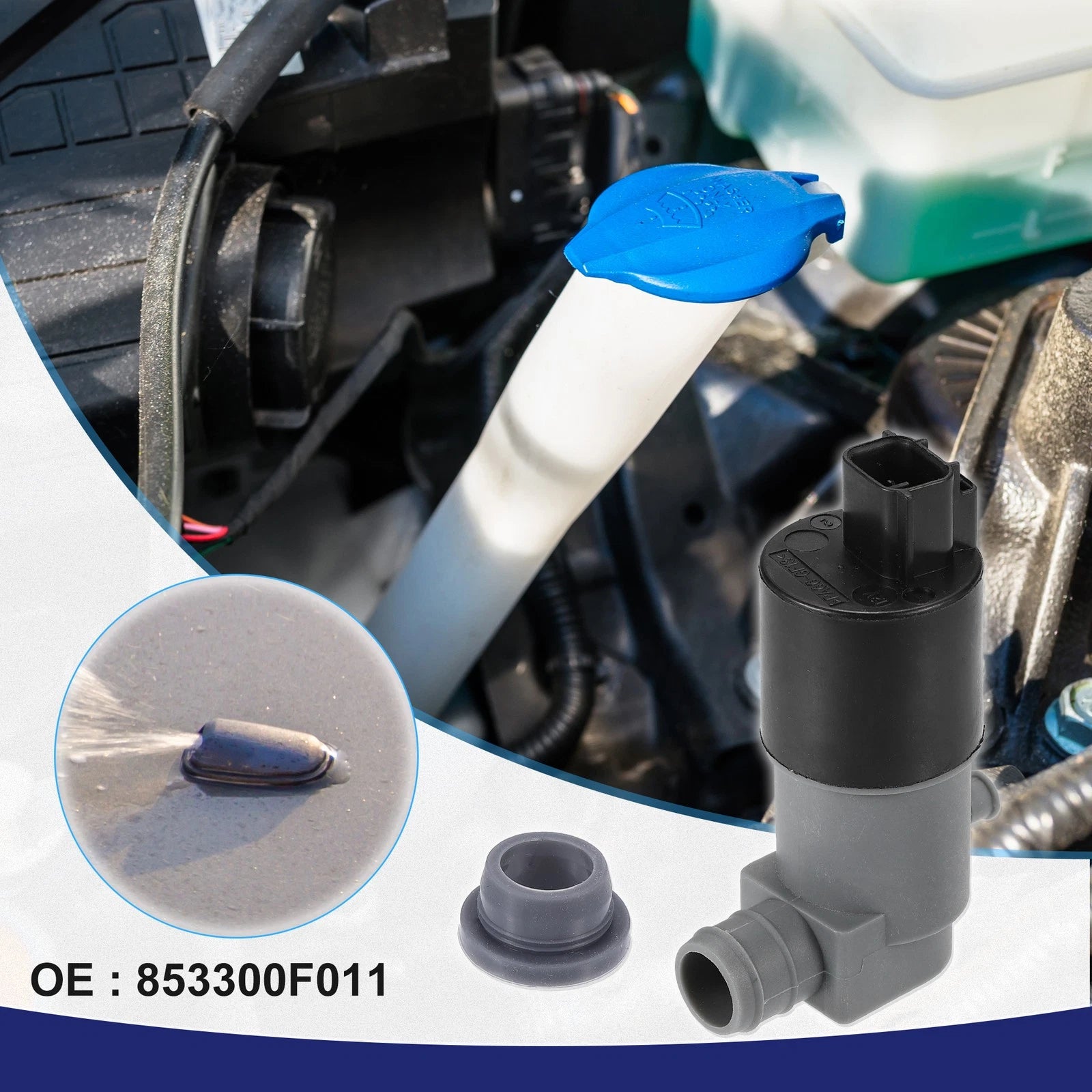 Windshield Washer Motor Pump for Toyota Yaris (2006–2011) No. 853300F011