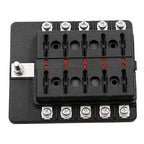 10-Way Blade Fuse Holder Box with LED Indicator for Marine 12V (N/A)