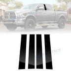 Piano Black Window Pillar Posts Door Trim Cover Kit for Dodge Ram 1500 (2009–2018)