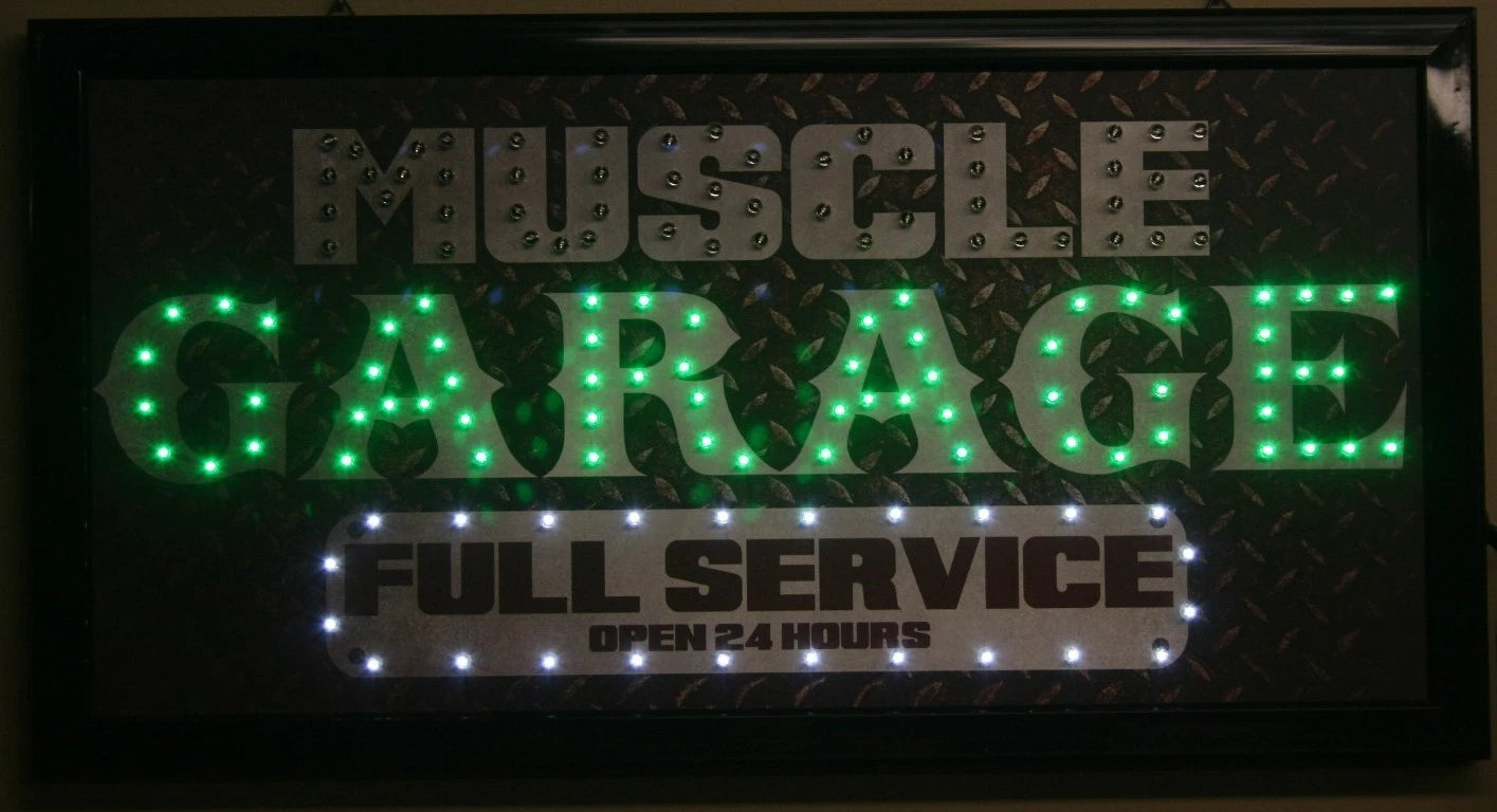 LED Lighted Sign for Muscle Garage (Shop Decor)