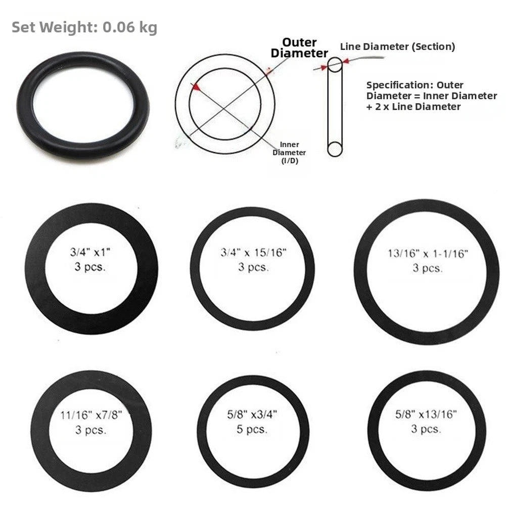 O Ring Set of 50 Buna N for Plumbing Hydraulic Air Gas Systems