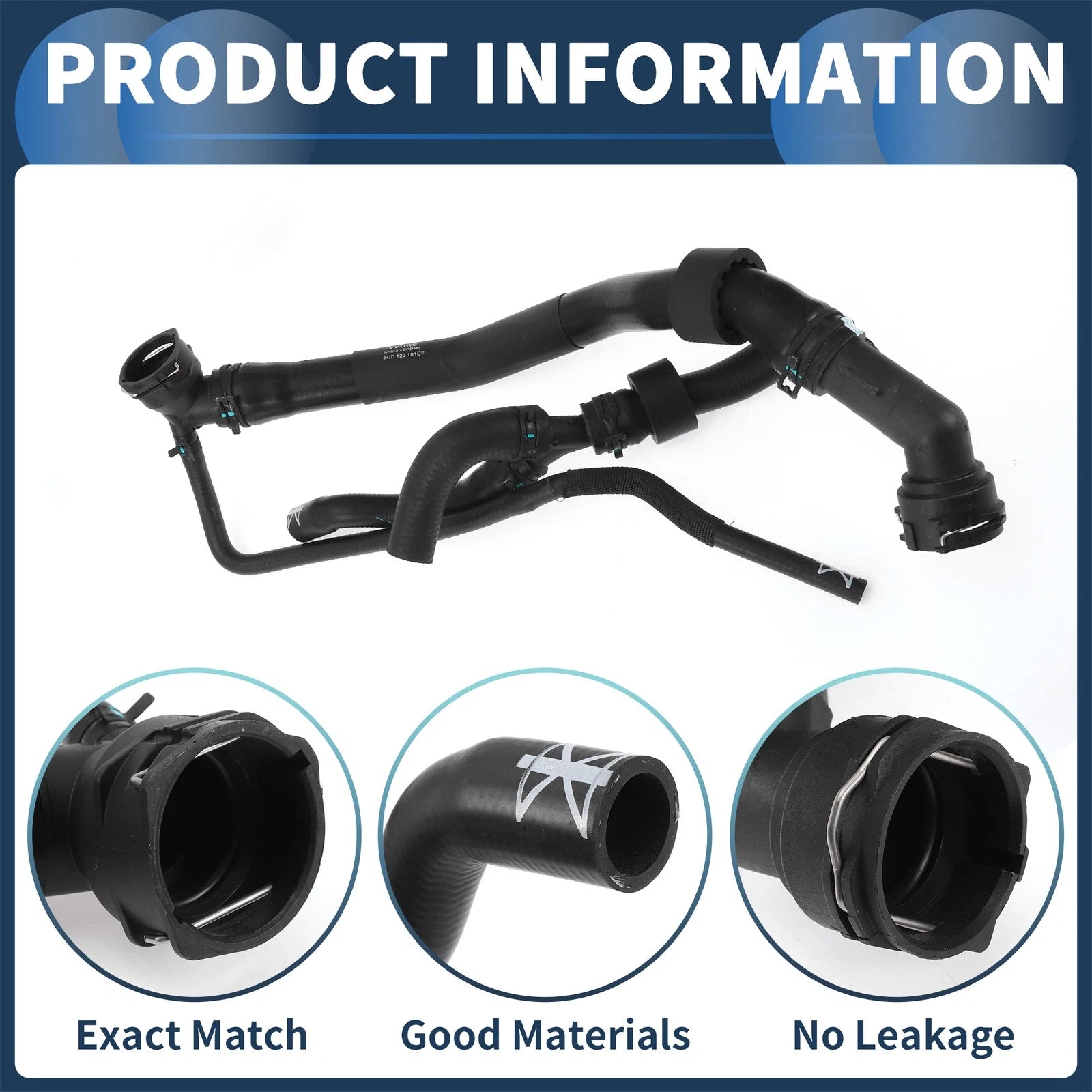 Radiator Hose for Volkswagen Golf SportWagen (2015–2019) 5Q0122101CF Black