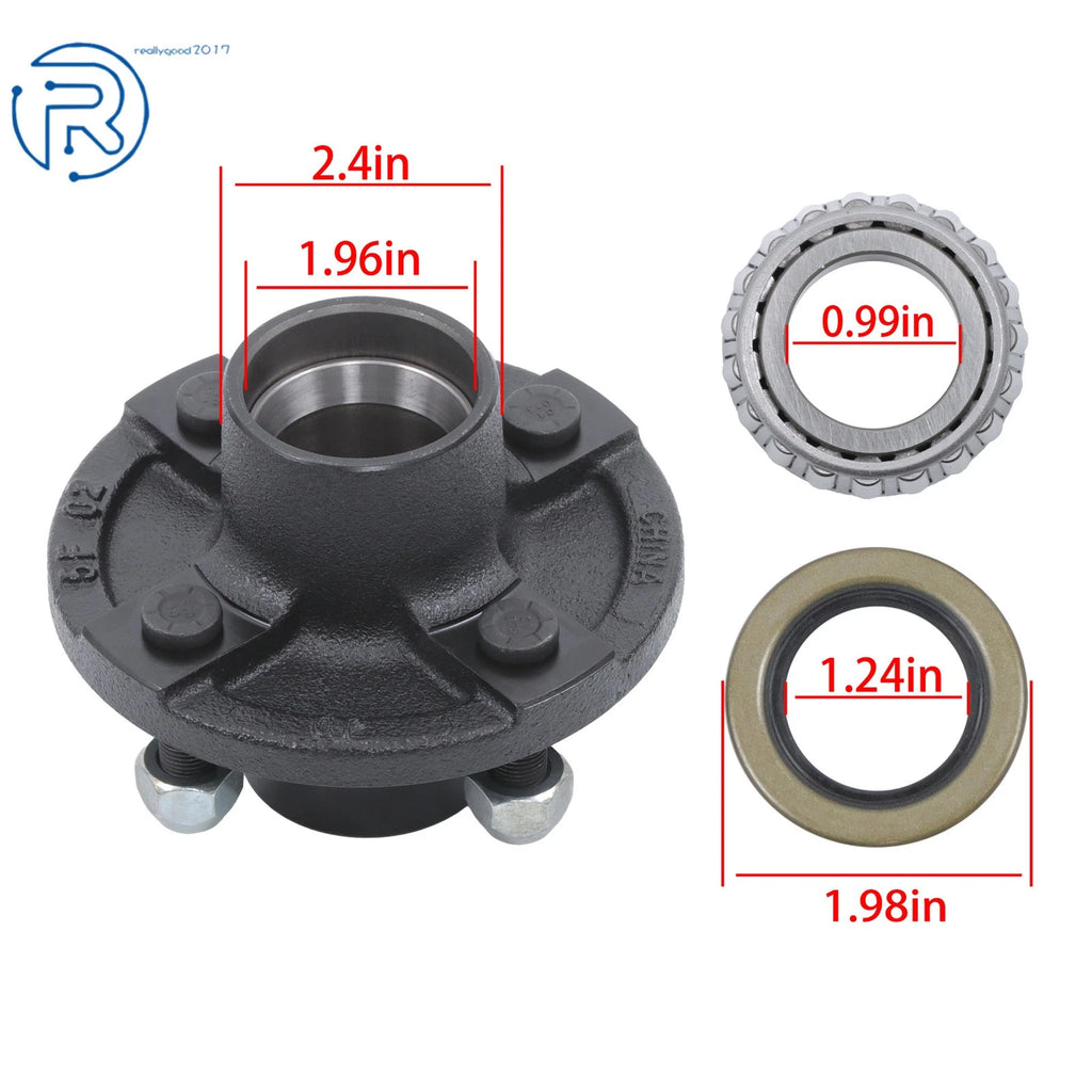 4" Trailer Hub Kit for 2000 lbs Trailers (1" Spindle)