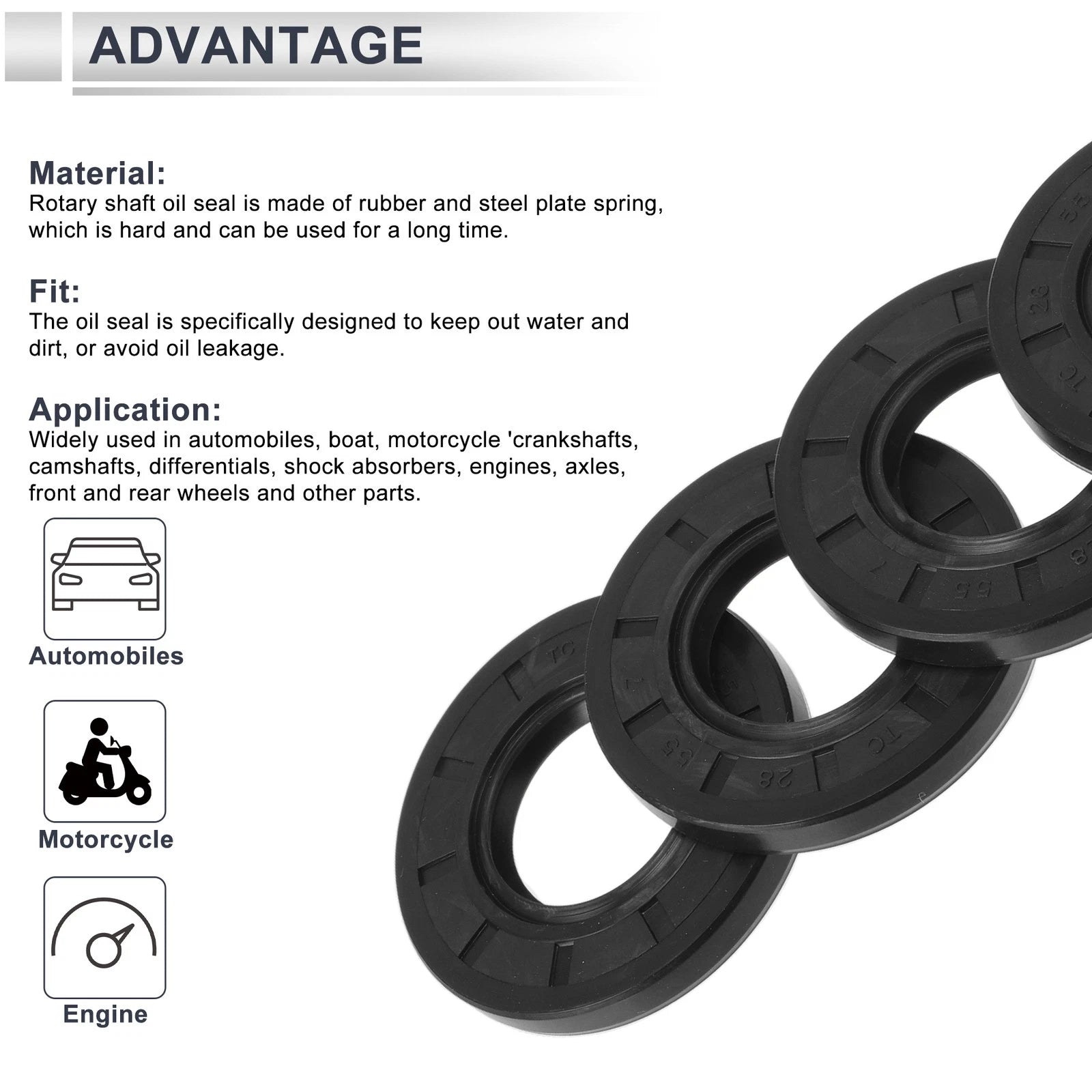 Set of 5 Oil Seal Rotary Shaft Seal TC Ring 28x55x7mm Nitrile Rubber