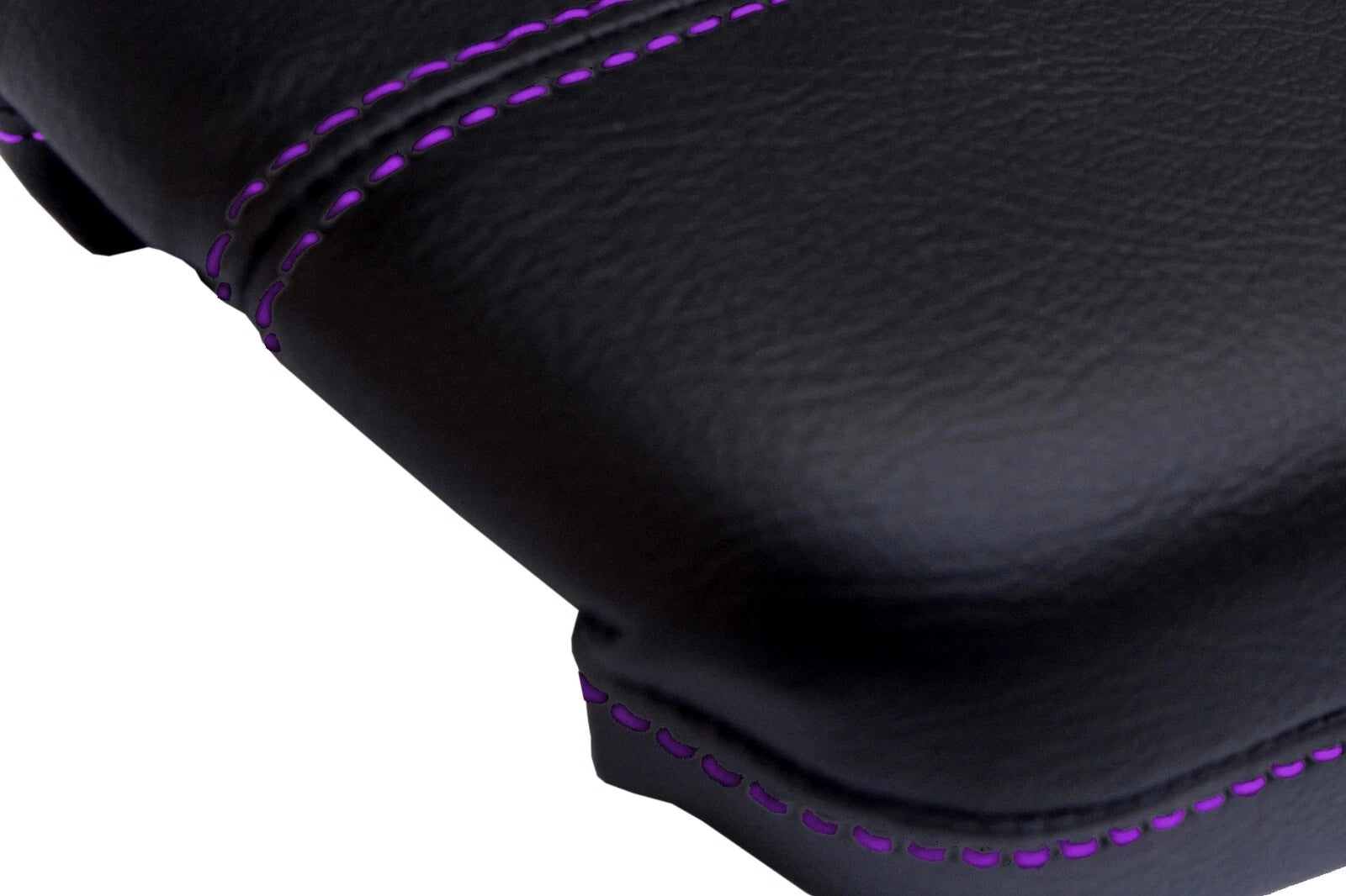 Leather Console Lid Armrest Cover for Cadillac XTS (2013–2019) Purple Stitch