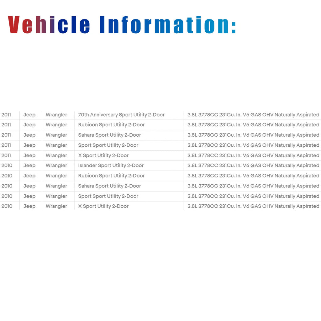 Drive Shaft Assembly for Jeep Wrangler 2007–2011 4WD 2 Door 3.8L