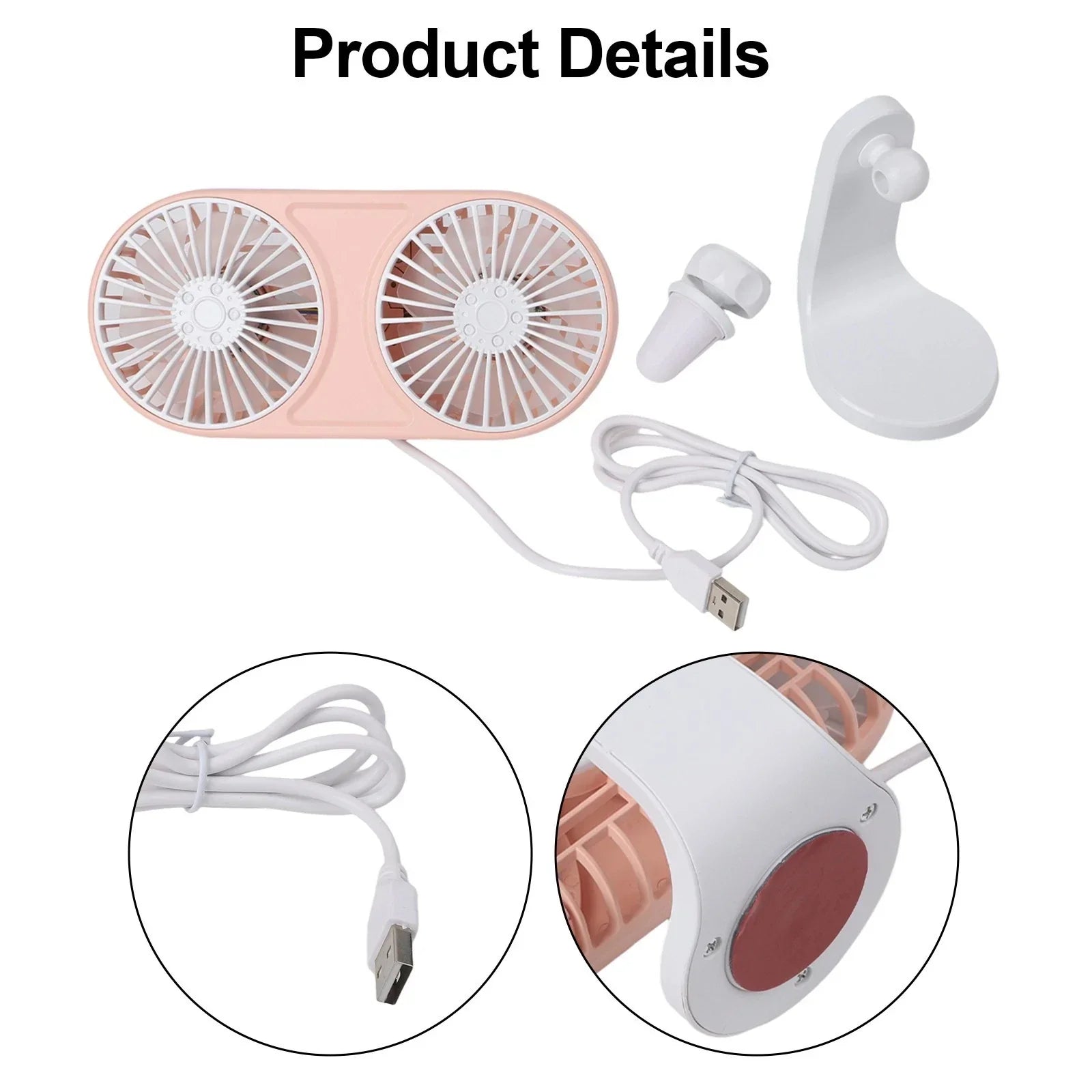 Dual Head USB Car Fan / 2 x / Dual Head USB Car Fan for Vehicles