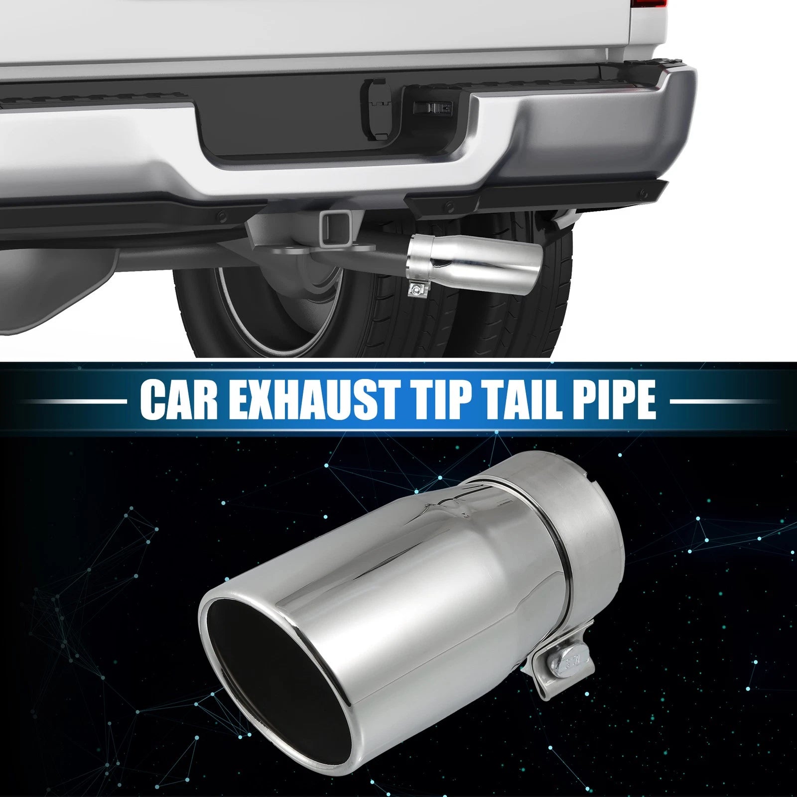 2.8" Inlet Exhaust Tip for Toyota Tacoma (2005–2023) Silver Tone