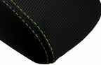 Console Lid Armrest Cover for Ford Focus (2012–2018) Carbon Fiber Green Stitch