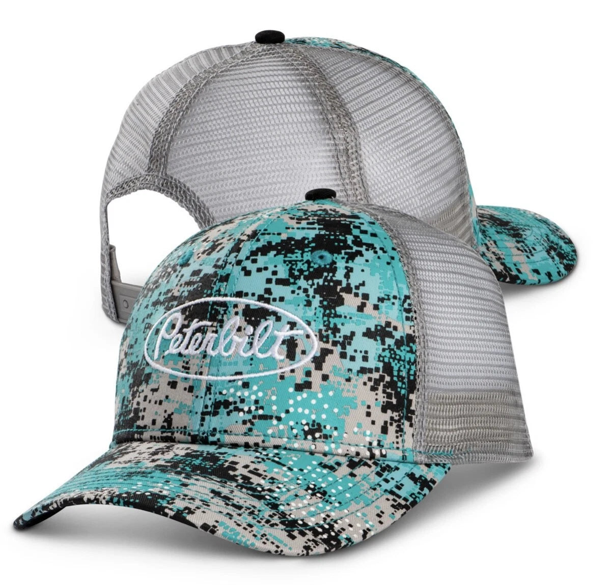 Peterbilt Green Dotted Camo Trucker Snapback Cap Hat