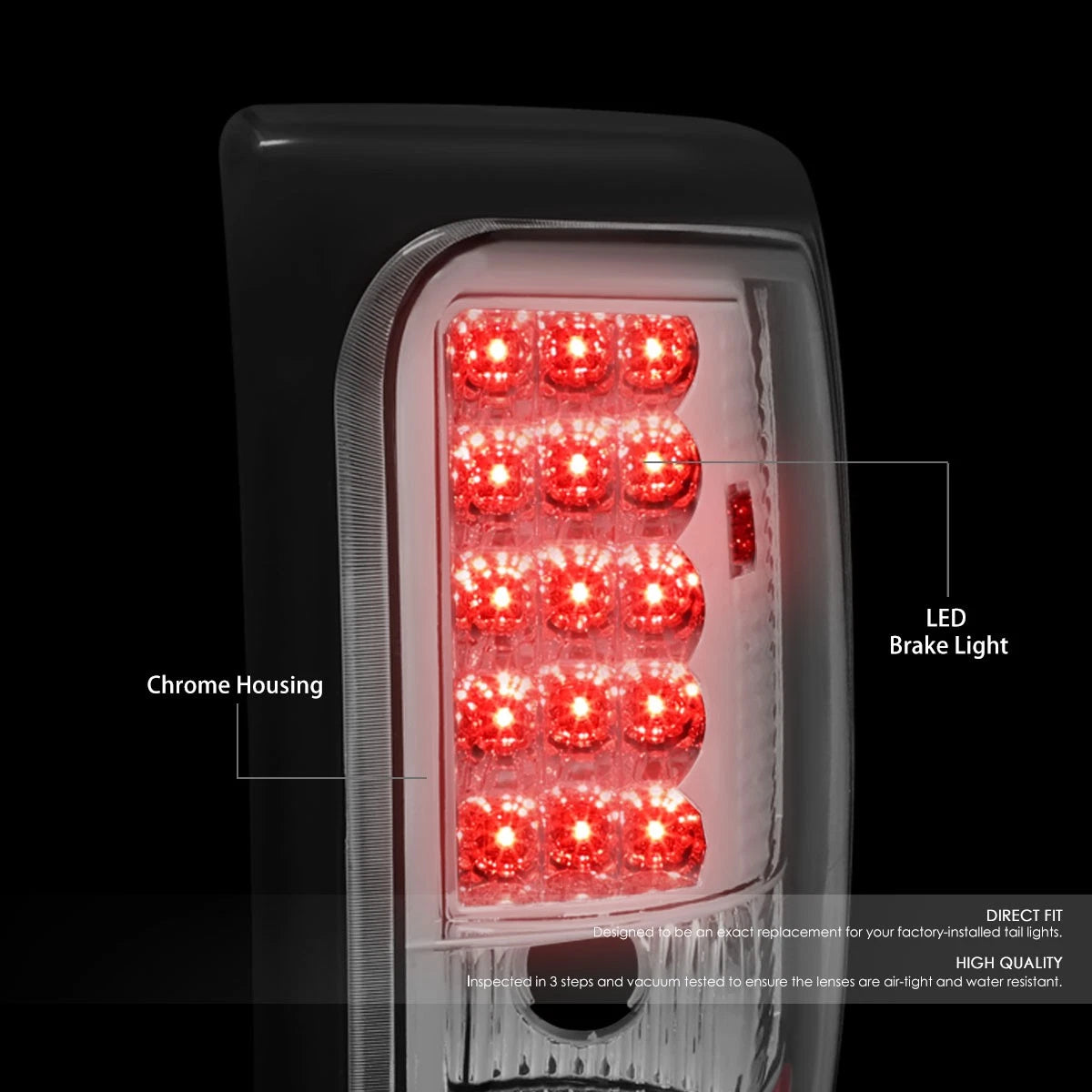 LED Tail Brake Light Stop Lamp Chrome for Dodge Ram 1500 2500 3500 (1994–2002)