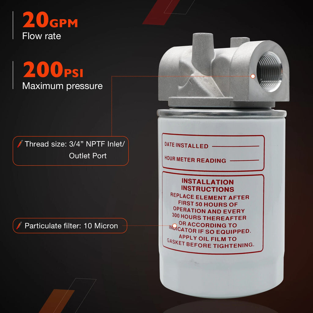 3/4" NPTF Oil Filter 10 Micron for Tractors Log Splitters CP-752-10