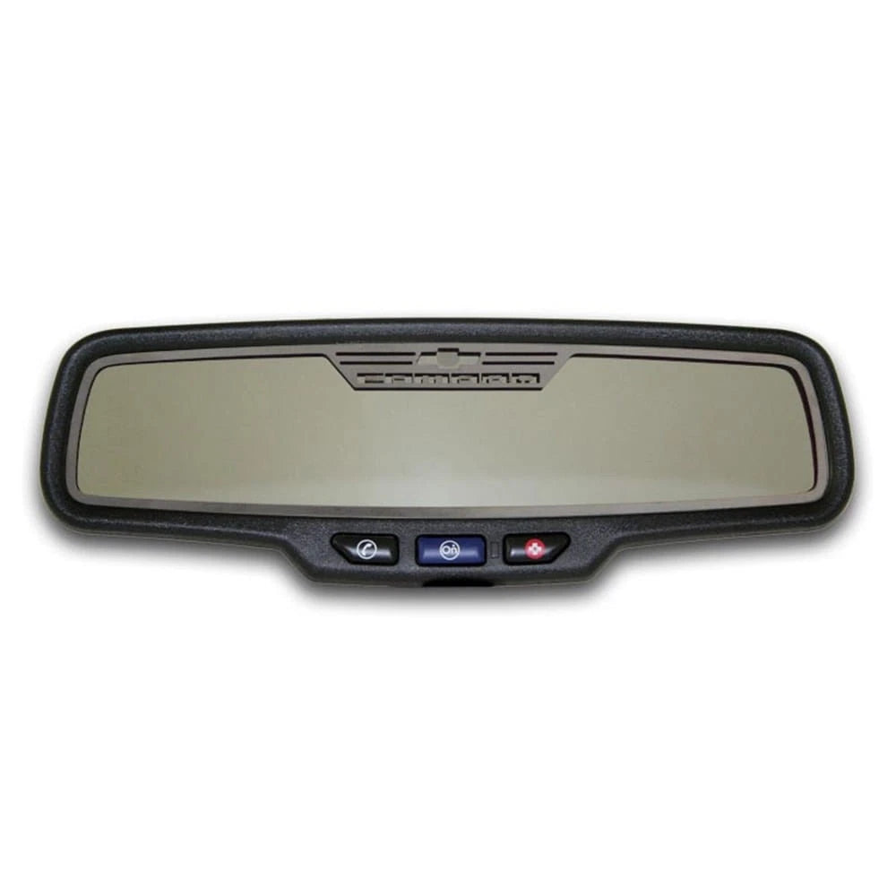 Brushed Rectangle Rear View Mirror Trim w/'Camaro' for 2010-2013 Camaro w/Sensor