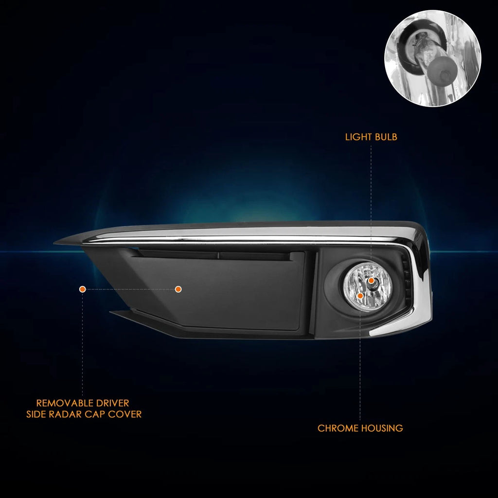 Clear Lens Front Driving Fog Lights with Switch & Bezel for Honda Civic (2019–2020)