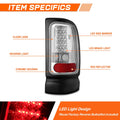 Set of 2 LED Tail Lights for Dodge Ram Pickup (1994–2002) Chrome