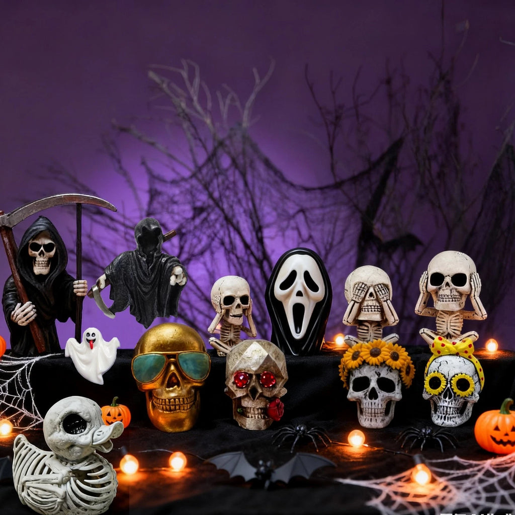 Halloween Ghost Pumpkin Decor Skull Skeleton Car Interior Decorations Kit for