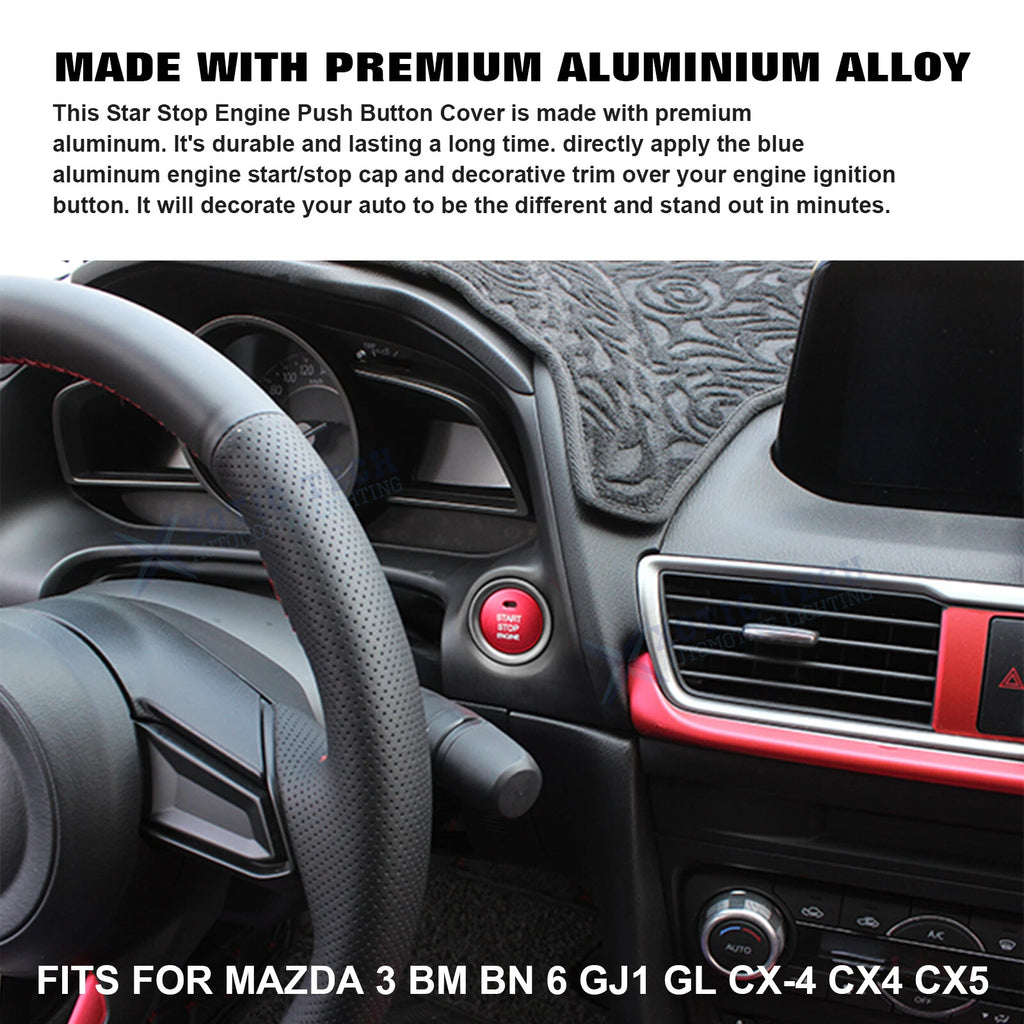 Red Keyless Engine Start Button Cover Decoration for Mazda 3 6 MX-5 CX-5 Miata (2012-2024)