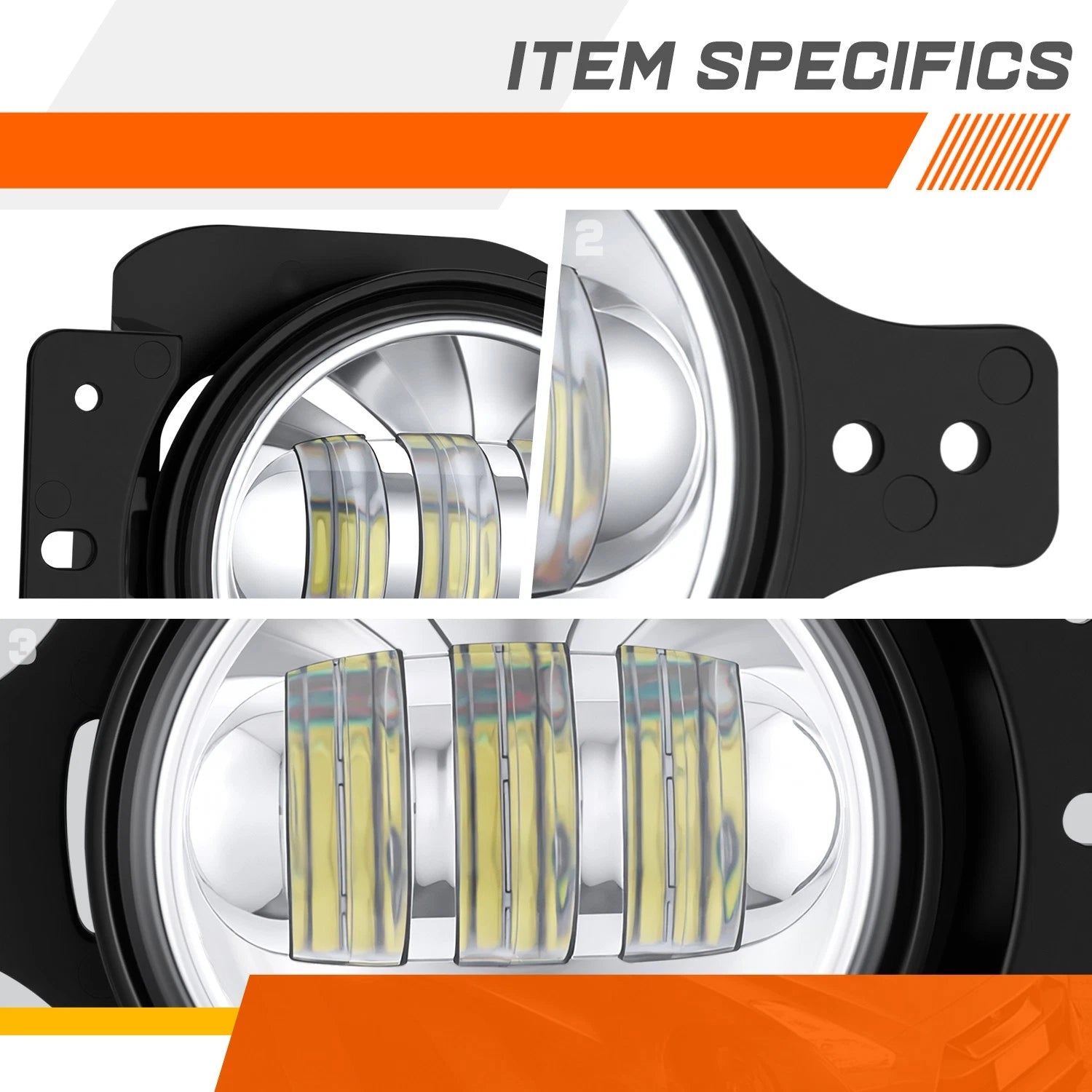 Chrome LED Projector Fog Lights for Jeep Wrangler JL Gladiator (2018–2026)
