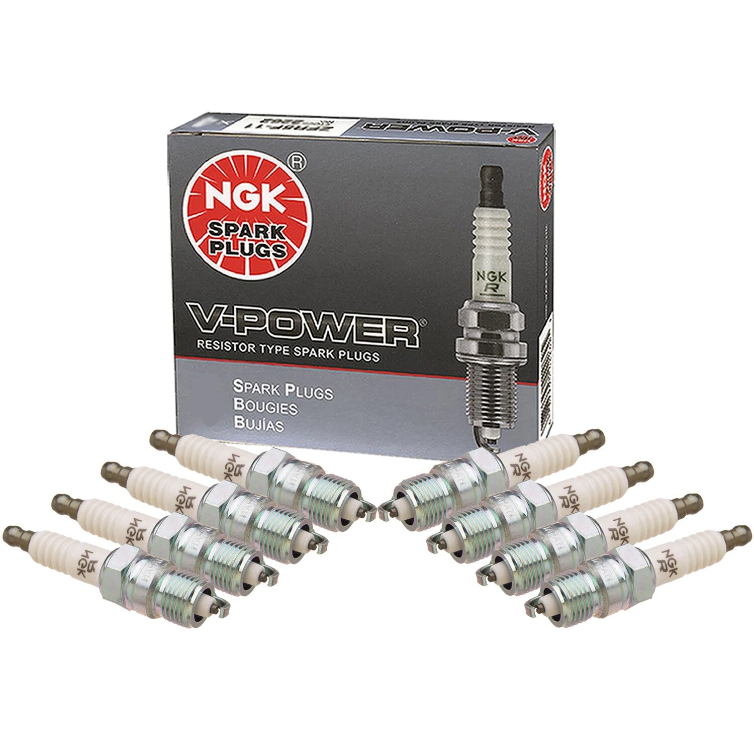 Set of 8 Pre-Gapped Spark Plugs UR6 NGK V Power for Ford Mustang