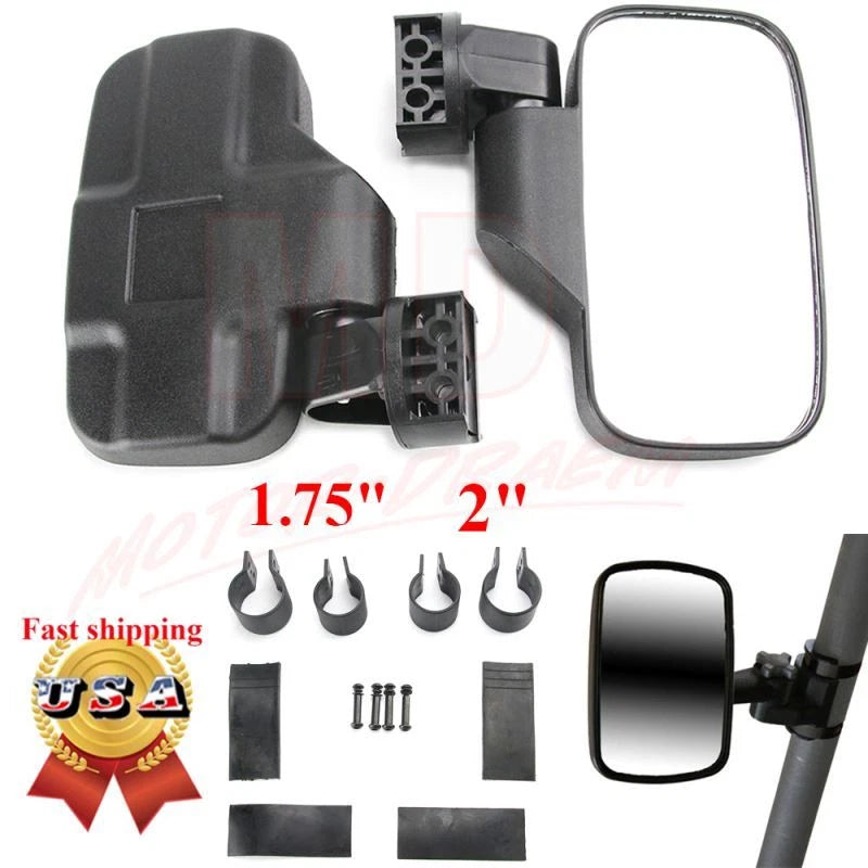 1.75'' Rear & Side View Mirrors Set for Polaris RZR 900 1000S, Yamaha UTV