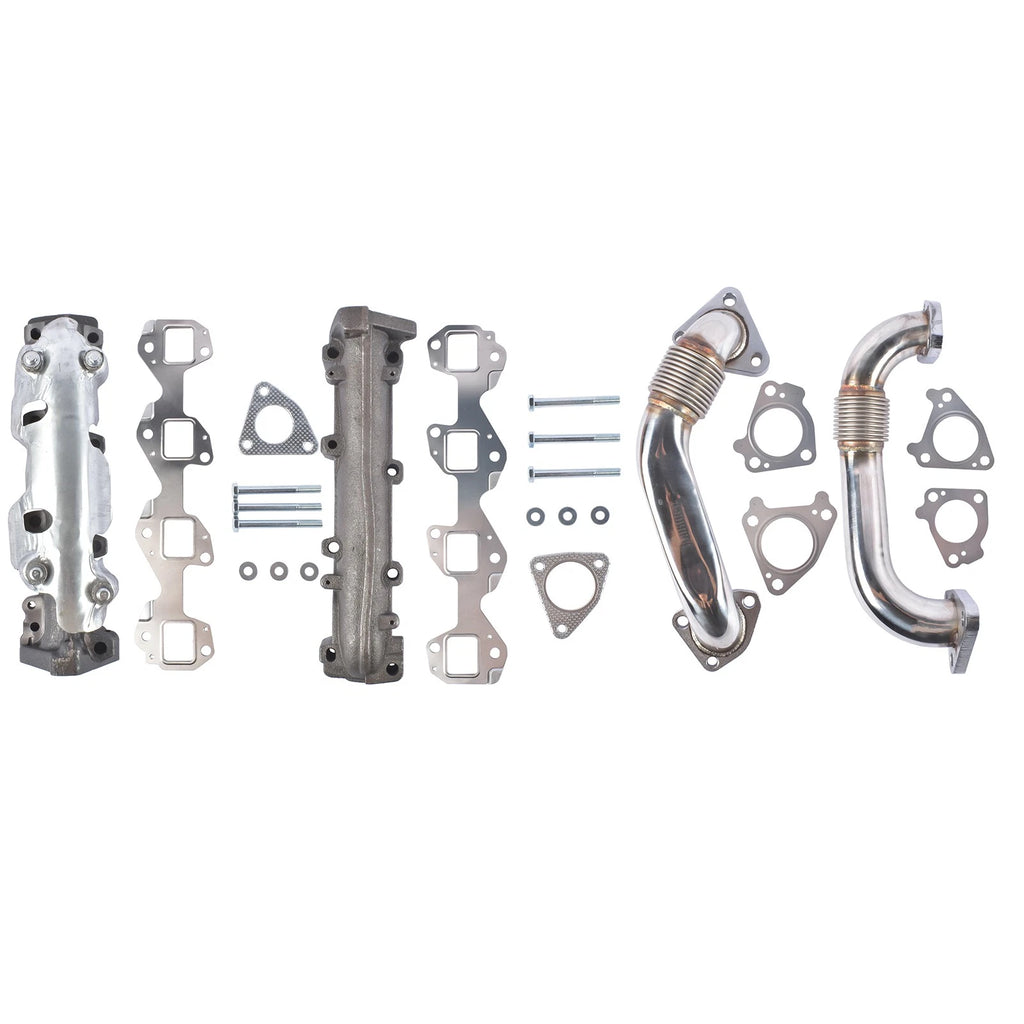 2Pcs Upgraded Manifolds with Up Pipes for GM 6.6L Duramax (2001–2016)