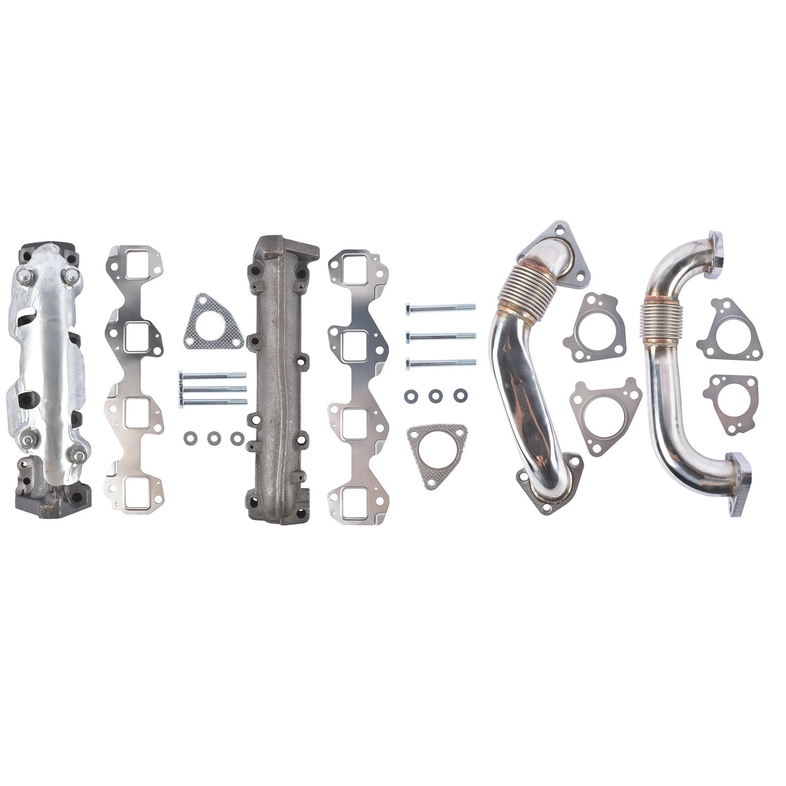 2Pcs Upgraded Manifolds with Up Pipes for GM 6.6L Duramax (2001–2016)
