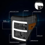 3D LED E-Bar DRL Projector Headlight for Ford Super Duty (2011–2016)