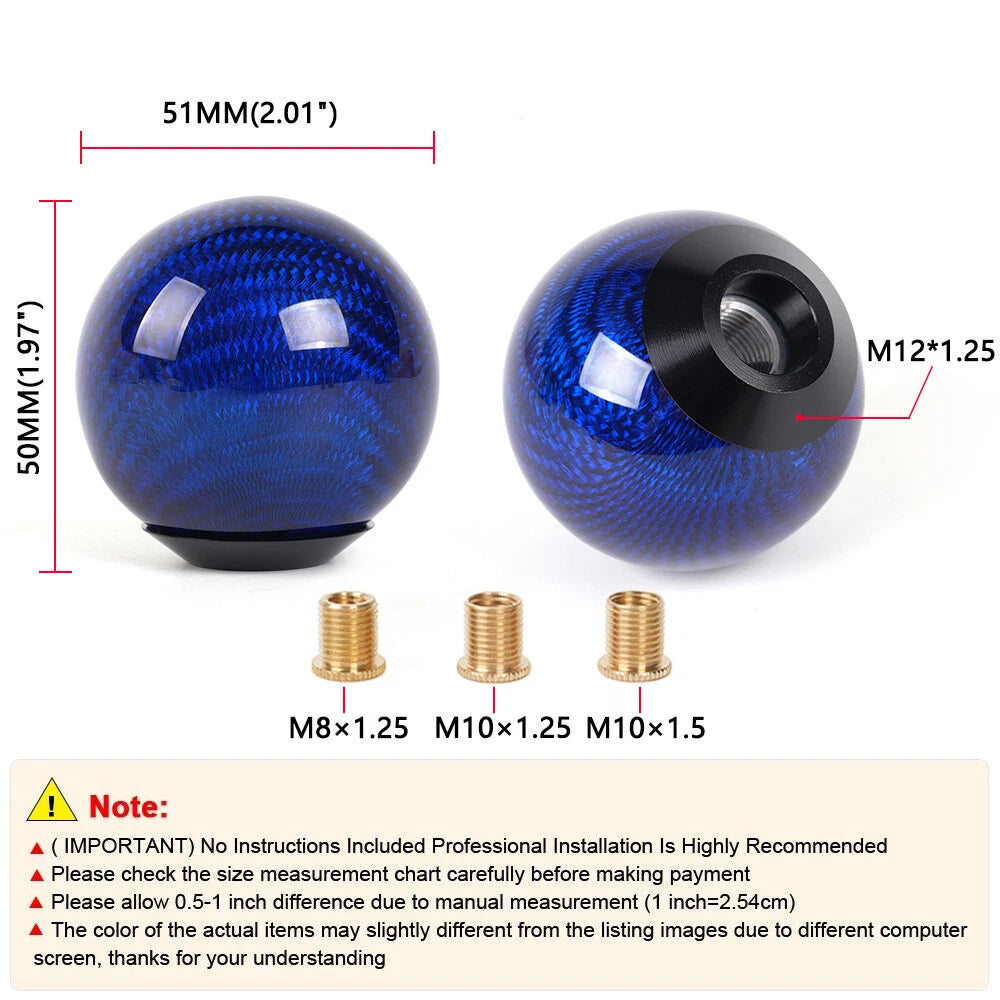 Carbon Fiber Manual Gear Shift Knob with Adapters