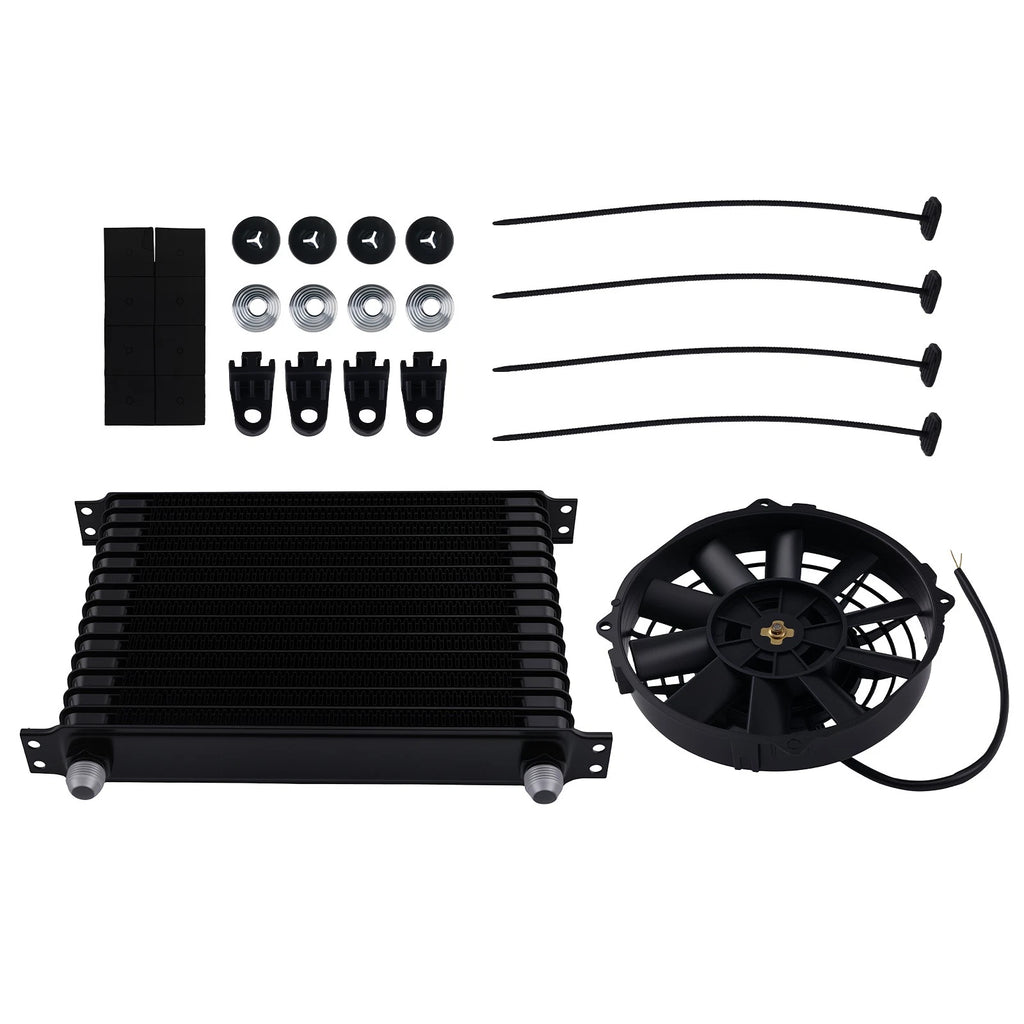 15 Row Transmission Oil Cooler 10AN with 7" Cooling Fan for Universal