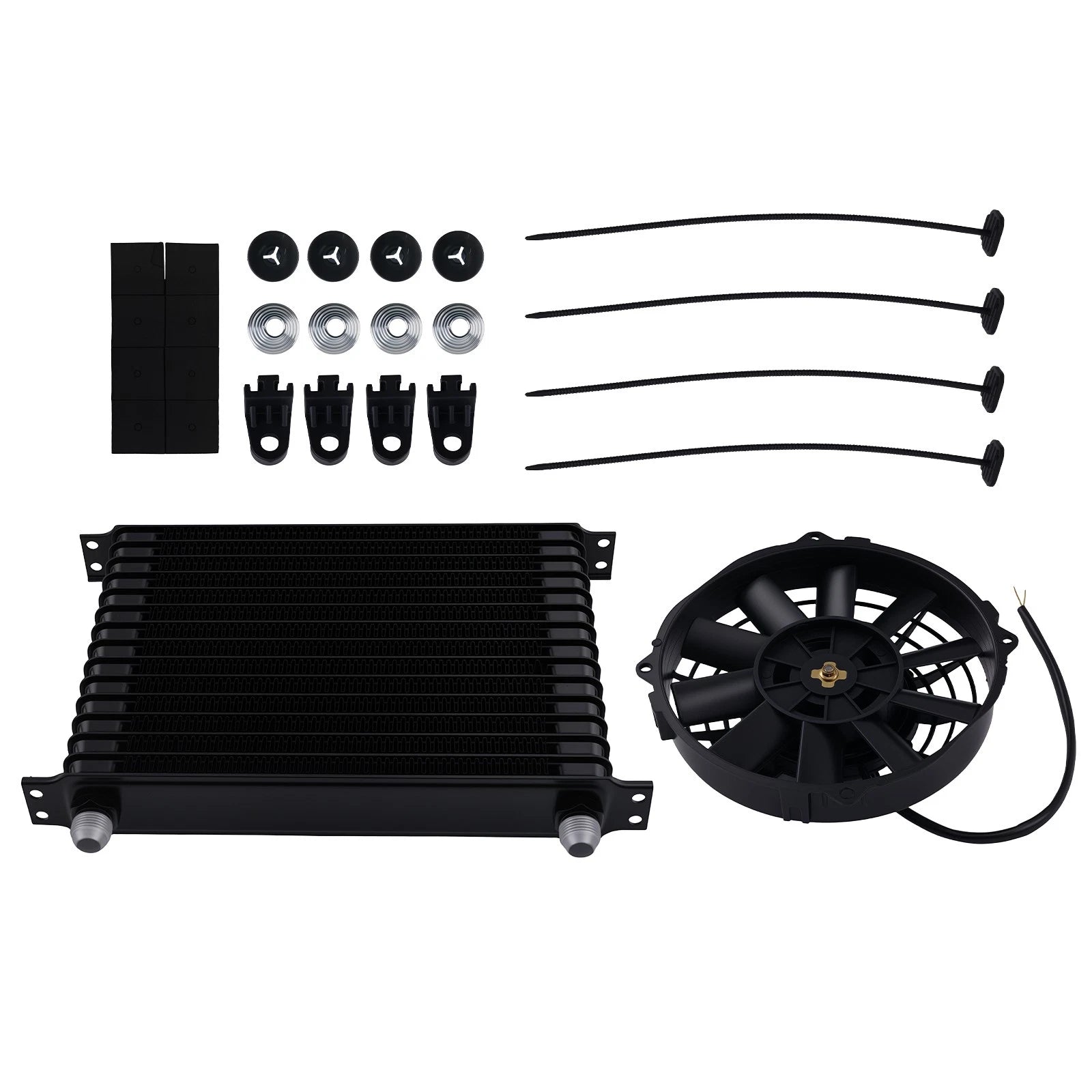 15 Row Transmission Oil Cooler 10AN with 7" Cooling Fan for Universal