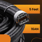 5ft Nylon Braided Fuel Hose Line with 90 & 45 Degree Fittings for Universal