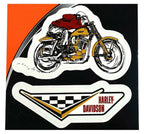 2X Vintage Racing White Decals for Harley-Davidson (6 x 8 in.)