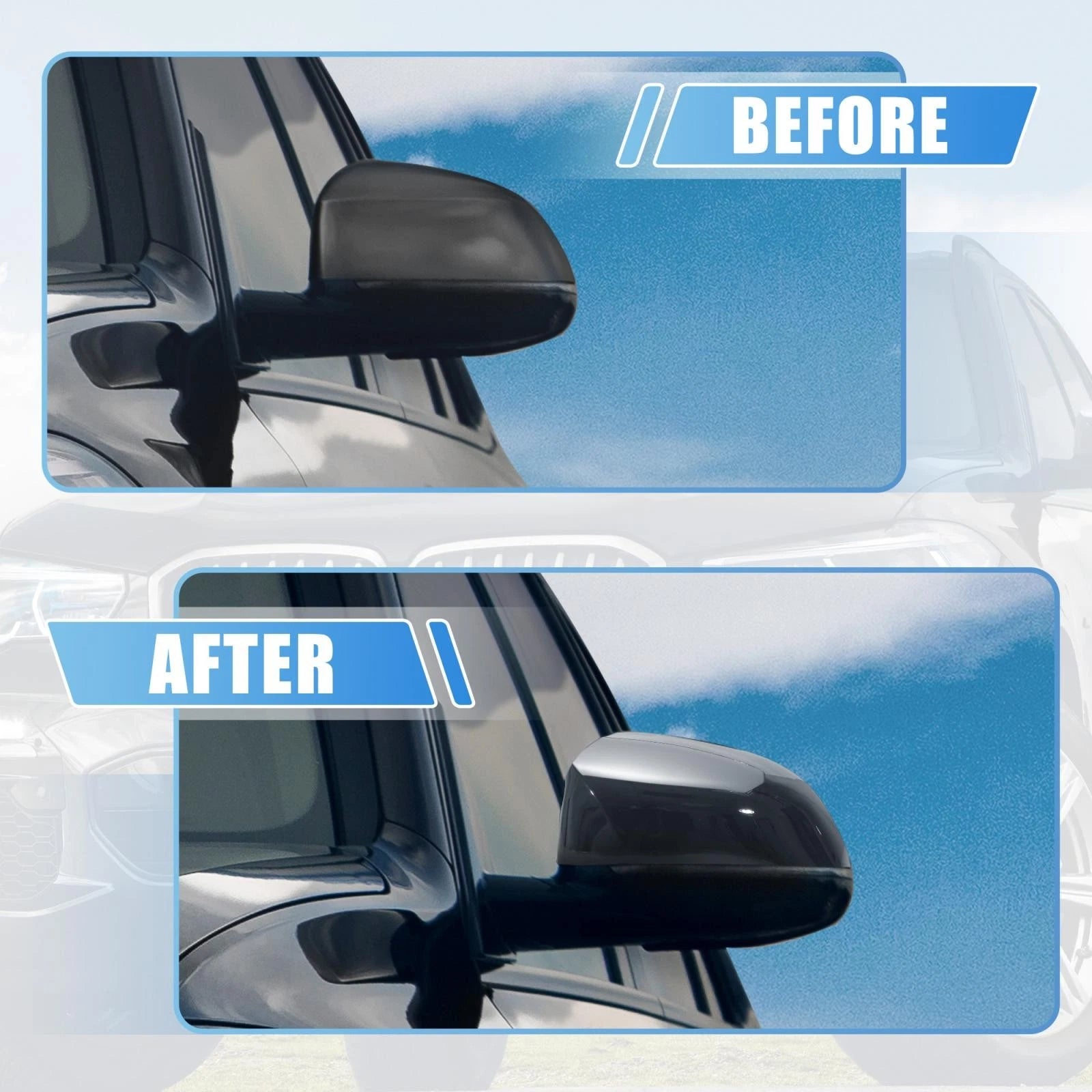 Pair Rear View Mirror Cover Gloss Black for BMW X5 X4 X7 (2019–2021)