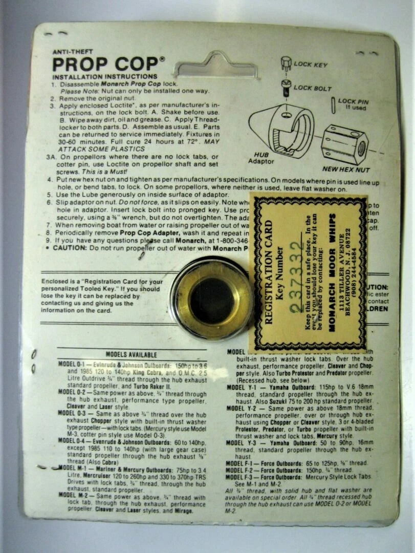 Monarch Moor Whips M2 Anti-Theft Lock for Mercury MerCruiser