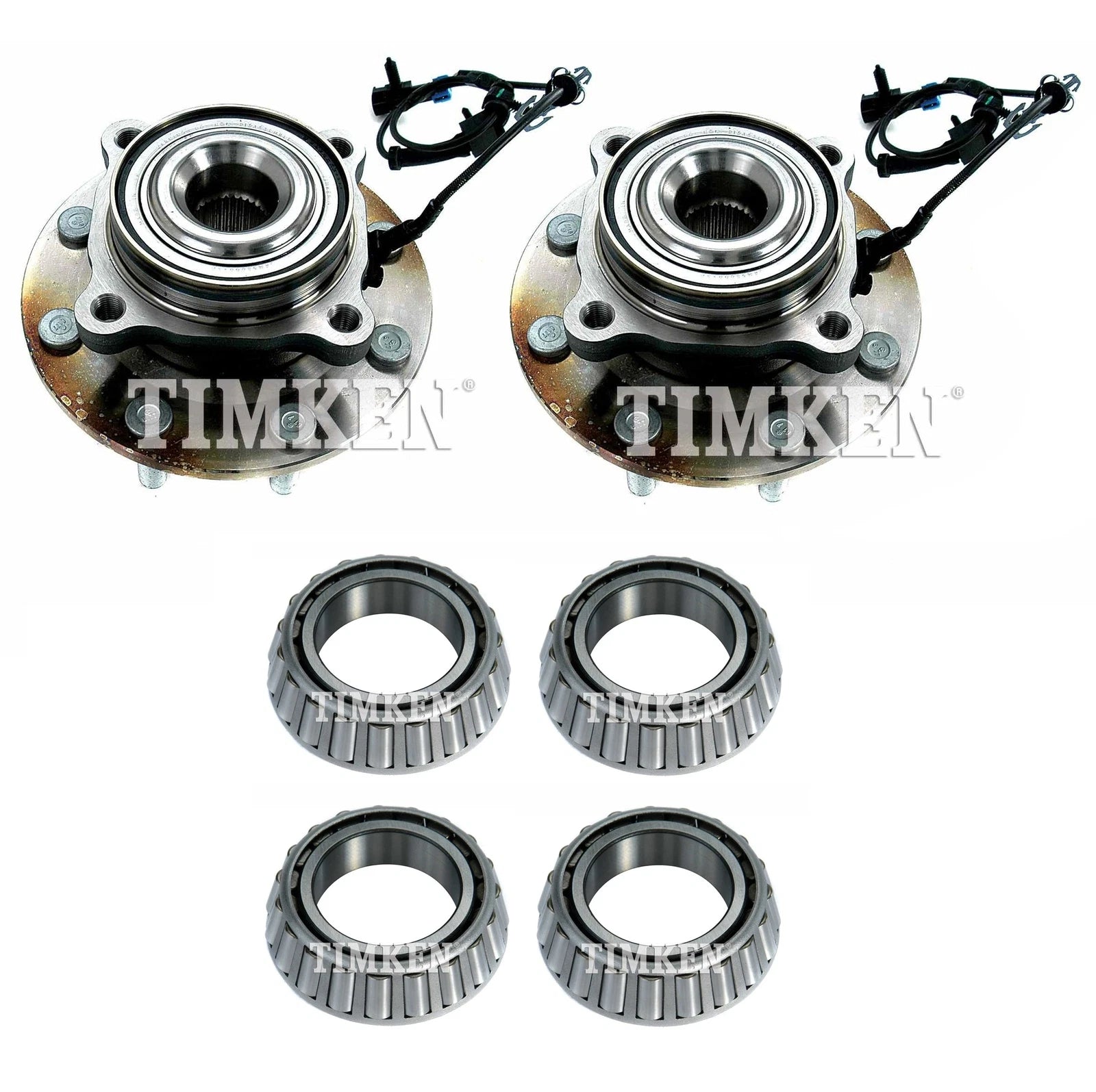 Set of 2 Front and Rear Wheel Bearings & Hubs Kit for Silverado Sierra 3500 HD