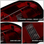 Set of 2 Tail Brake Lights for Chevy Colorado (2015–2022) Chrome Housing Dark Red Lens