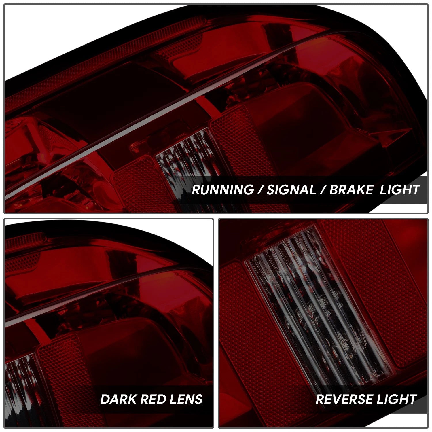 Set of 2 Tail Brake Lights for Chevy Colorado (2015–2022) Chrome Housing Dark Red Lens