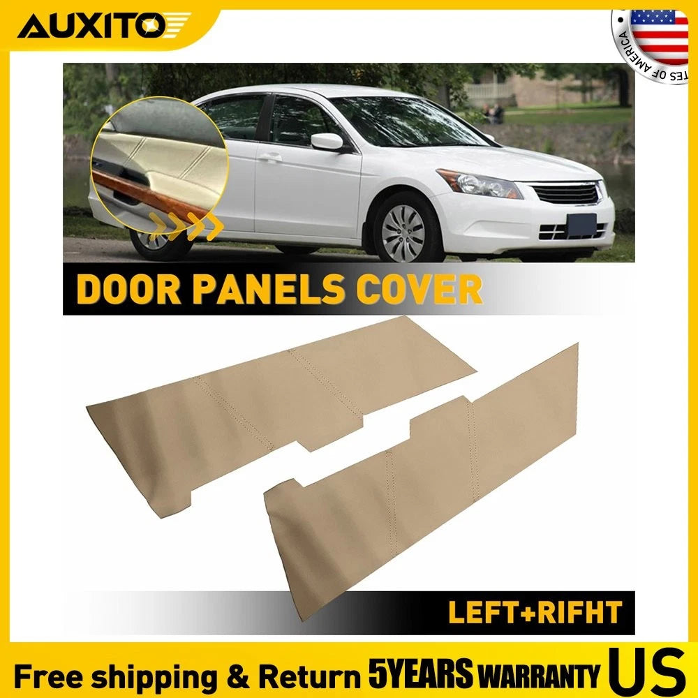 Beige Leather Front Door Panel Cover Skin for Honda Accord Sedan (2008–2012)