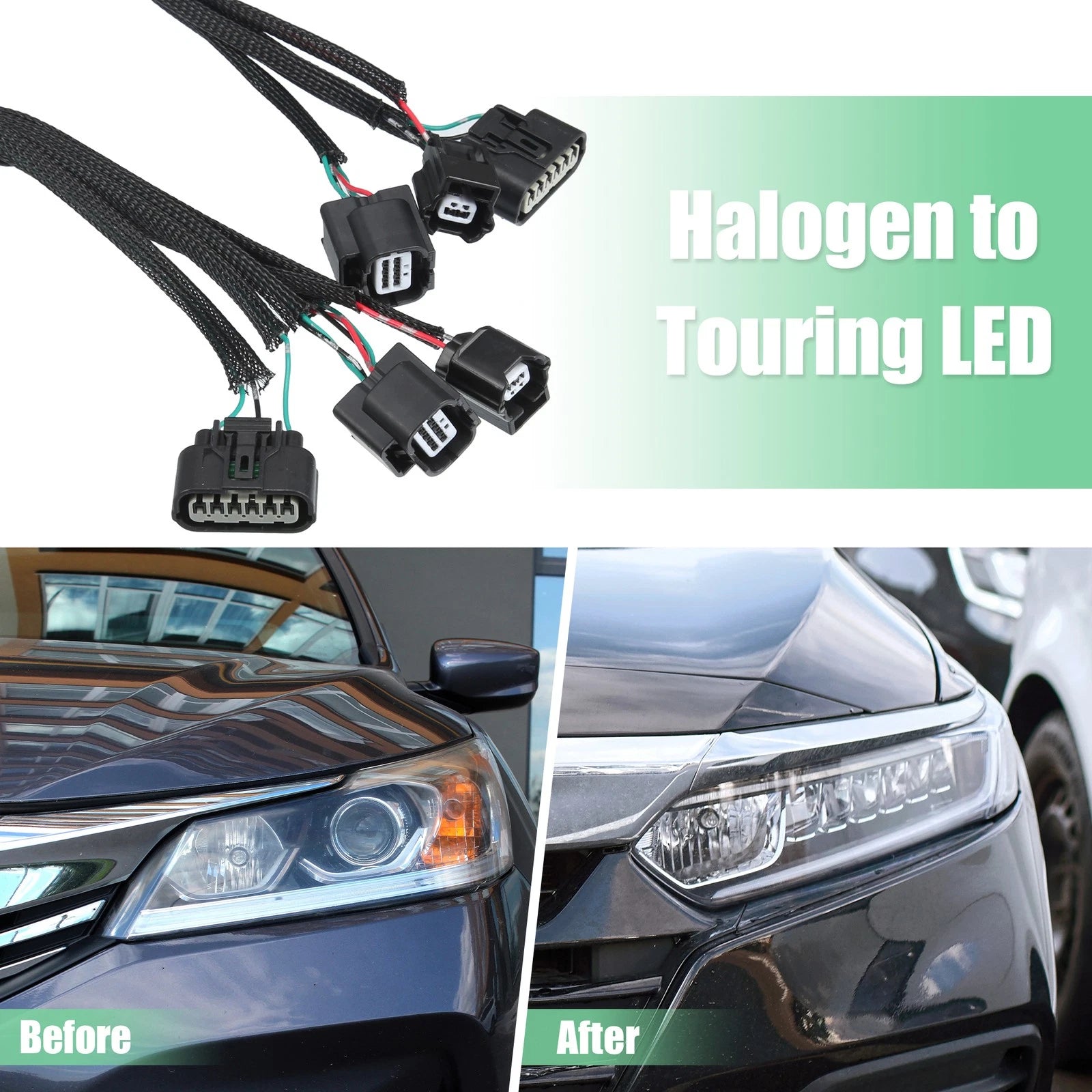 2pcs Headlight Adapter Wire for Honda Accord (2016–2017) Halogen to LED