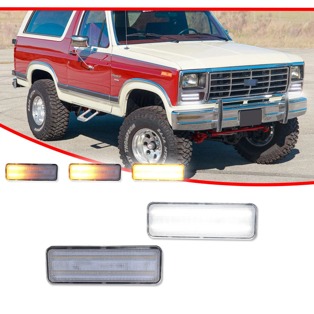 Dynamic Amber & White LED Signal Lights for Ford Bronco F150 F250 F350
