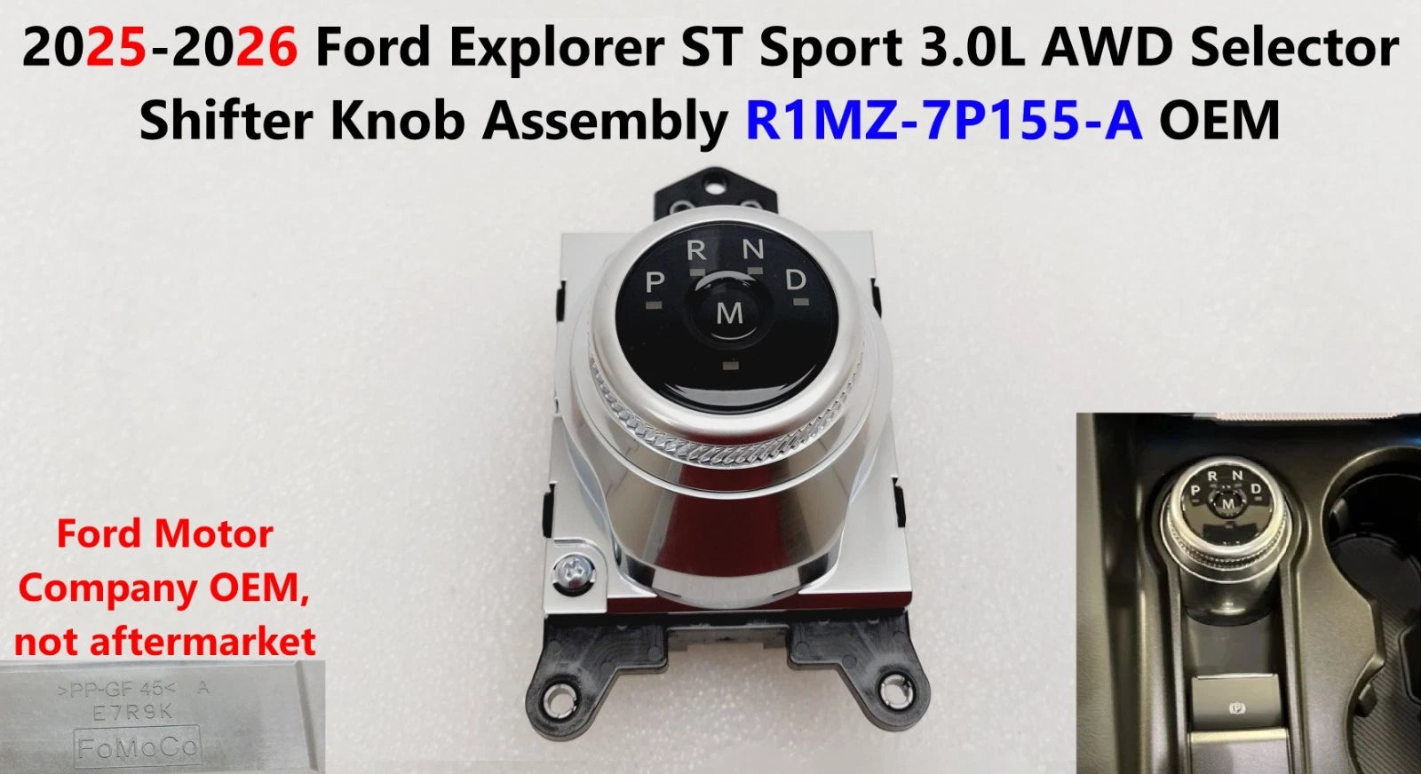 Selector Shifter Knob Assembly for Ford Explorer ST 2025-2026 R1MZ7P155A