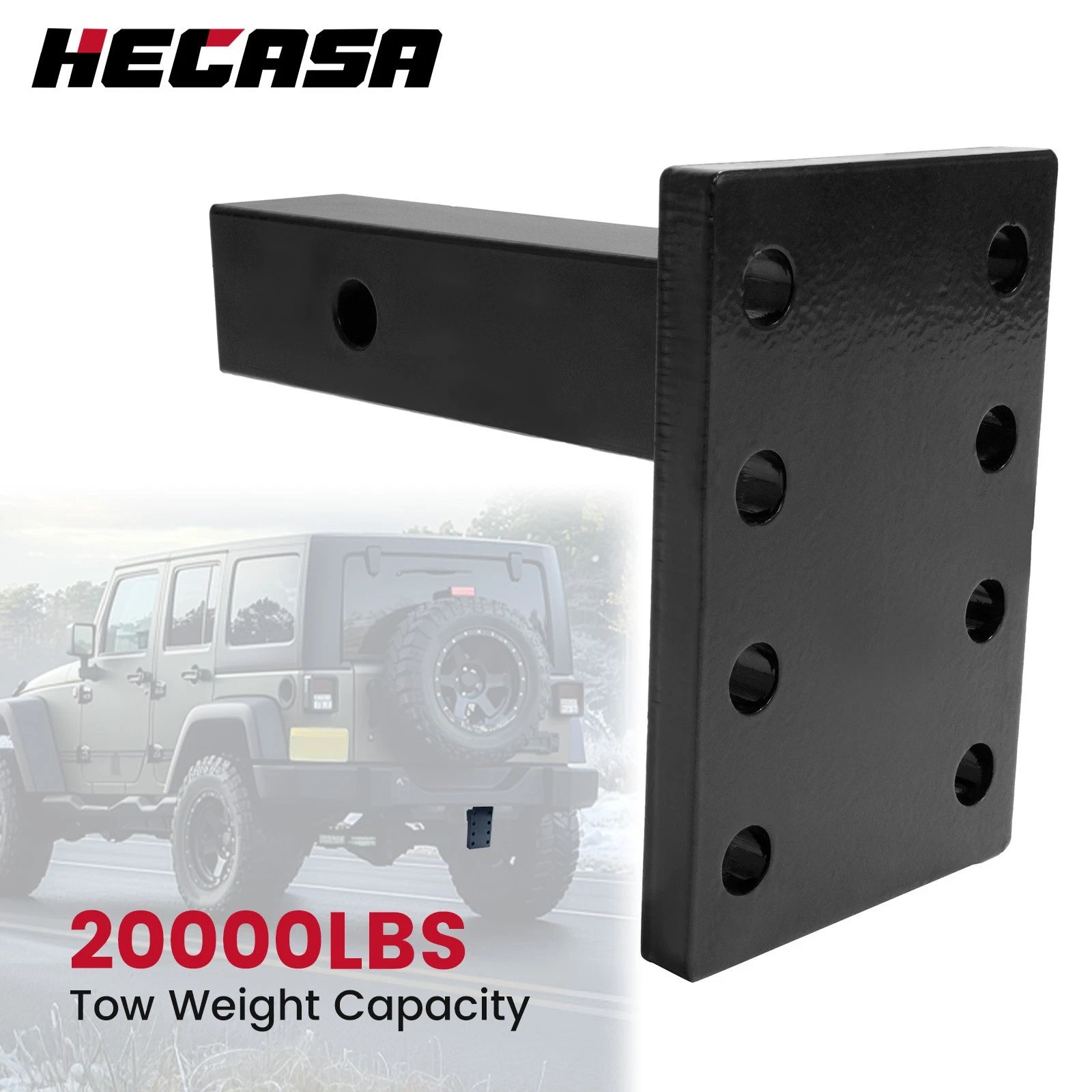 Hitch Hook Mounting Plate for 2" Receiver Towing (20000lb, Adjustable)